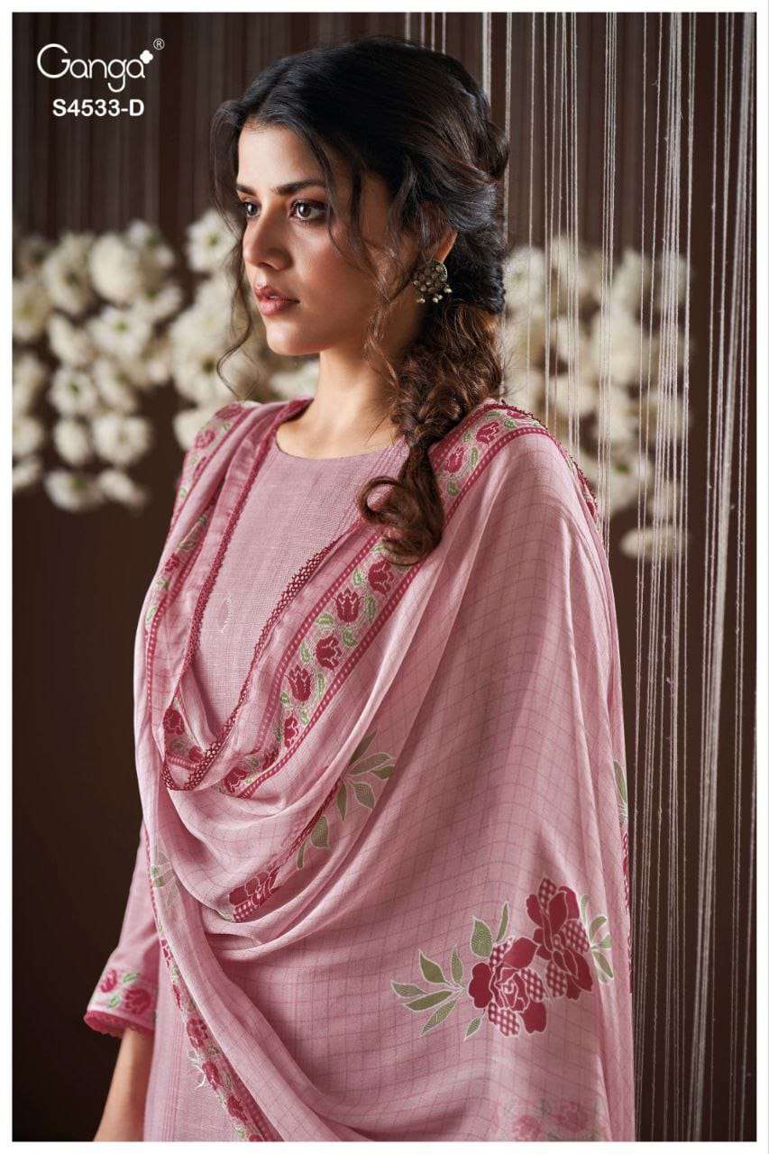 GANGA FASHION HYSRA S-4533 COTTON LINEN PRINTED PREMIUM DRESSES-00252