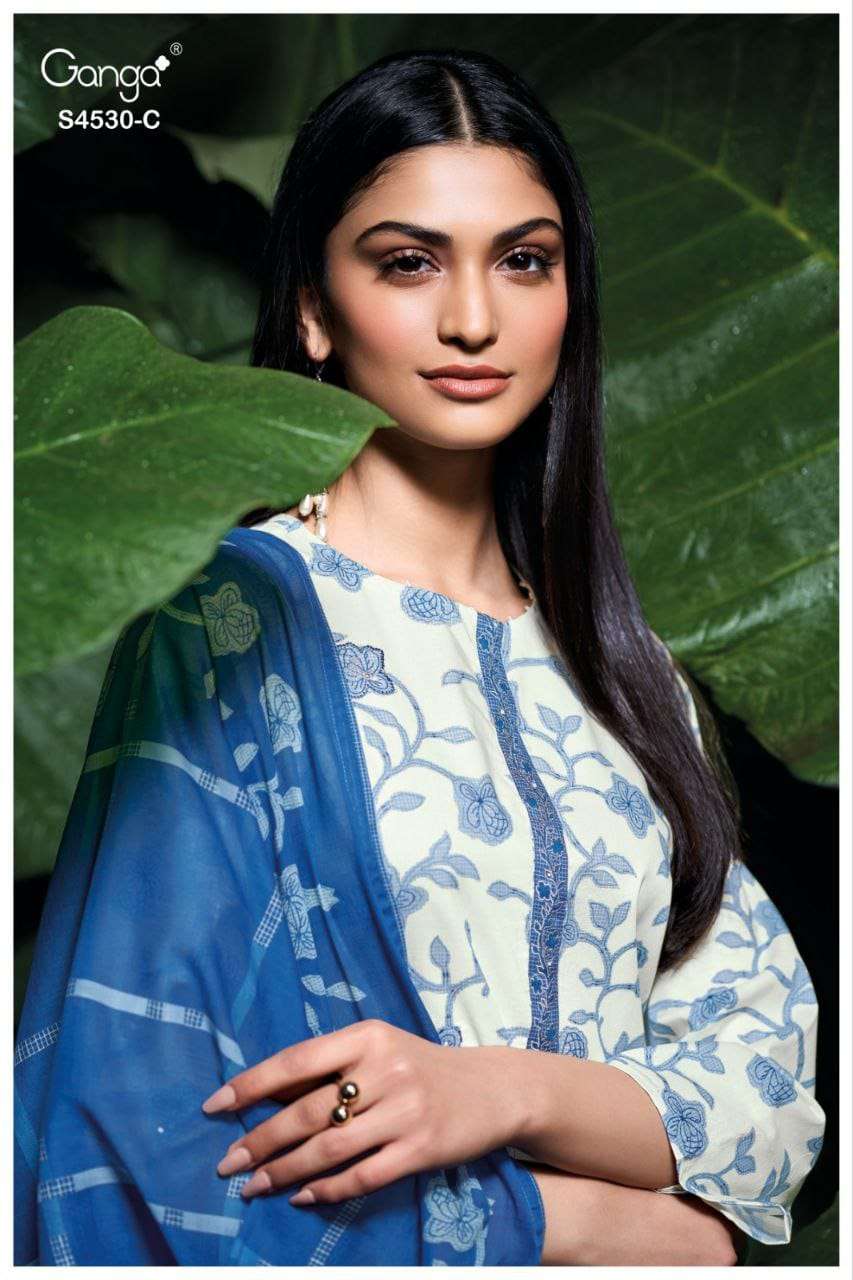 GANGA FASHION IRIA S-4530 SERIES COTTON PRIMUM PRINTED PUNJABI SUIT SET-00252