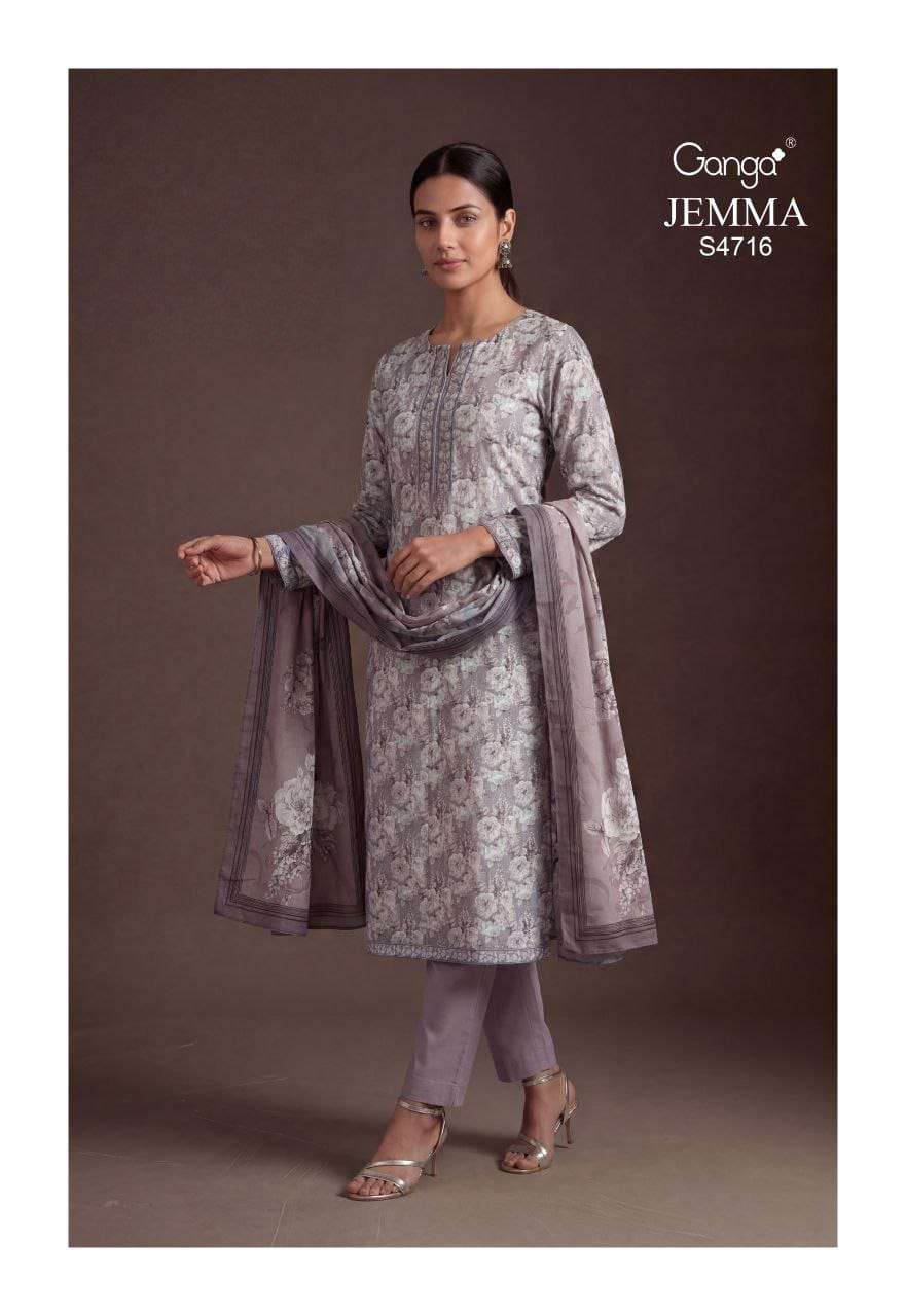 GANGA FASHION JEMMA S-4716 SERIES COTTON PRINTED SIUT SET-00252