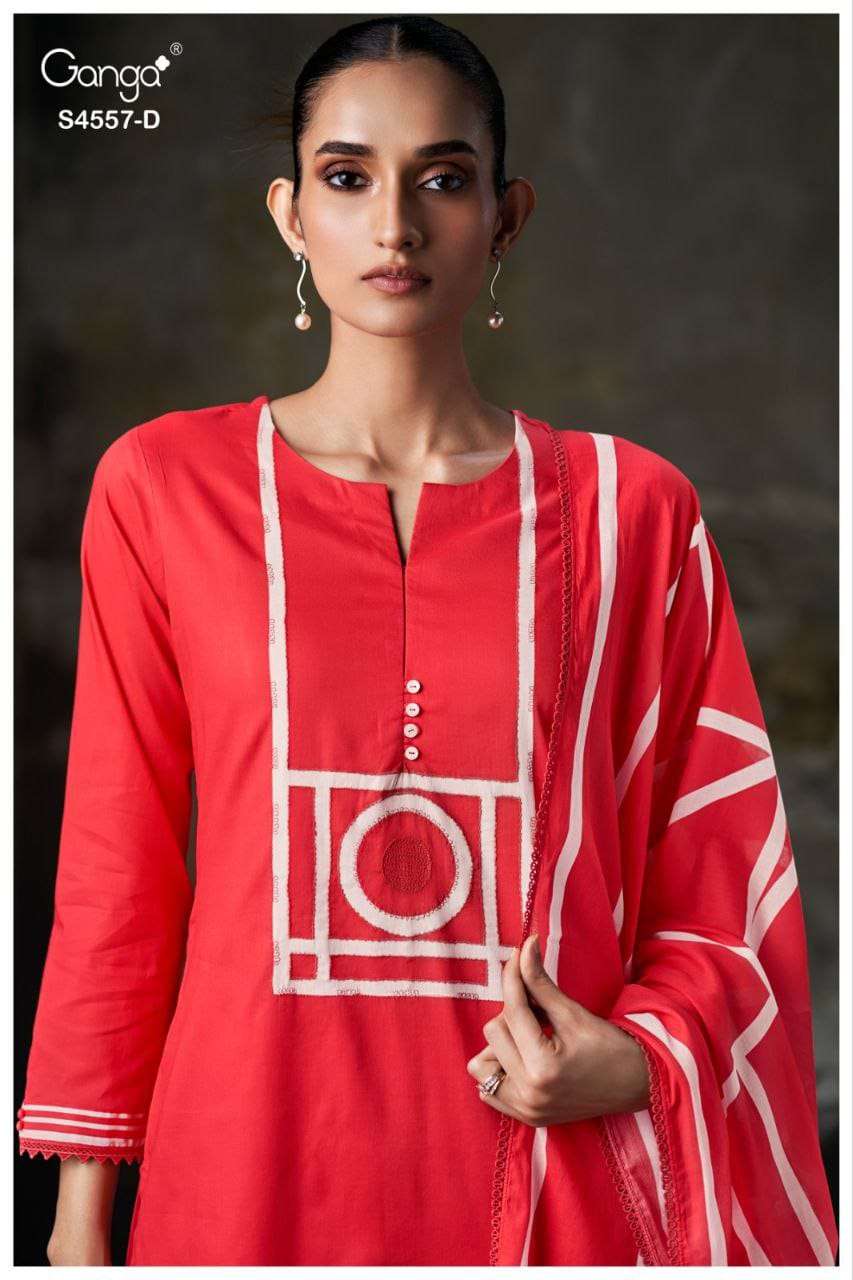 GANGA FASHION KAZRA S-4557 SERIES COTTON PRINTED PREMIUM SUIT SET-00252