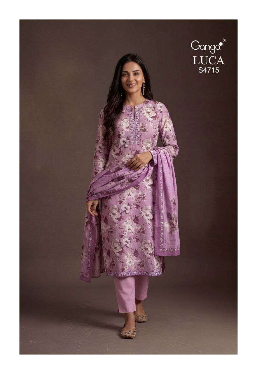 GANGA FASHION LUCA S- 4715 SERIES COTTON PRINTED PREMIUM SUIT SET-00252