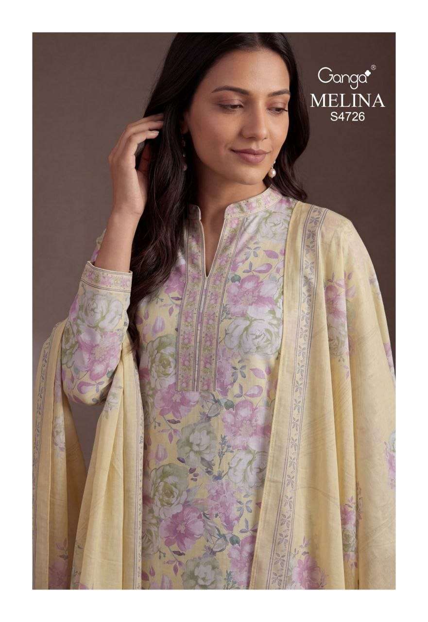 GANGA FASHION MELINA S-4726 SERIES COTTON PREMIUM PRINTED SUIT SET-00252