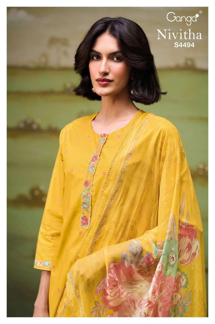 GANGA FASHION NIVITHA S-4494 SERIES COTTON PRINTED PREMIUM PUNJABI SUIT SET-00252