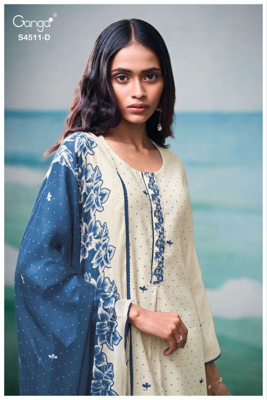 GANGA FASHION ELYSHA S-4511 LINEN COTTON PRINTED DRESSES-00252