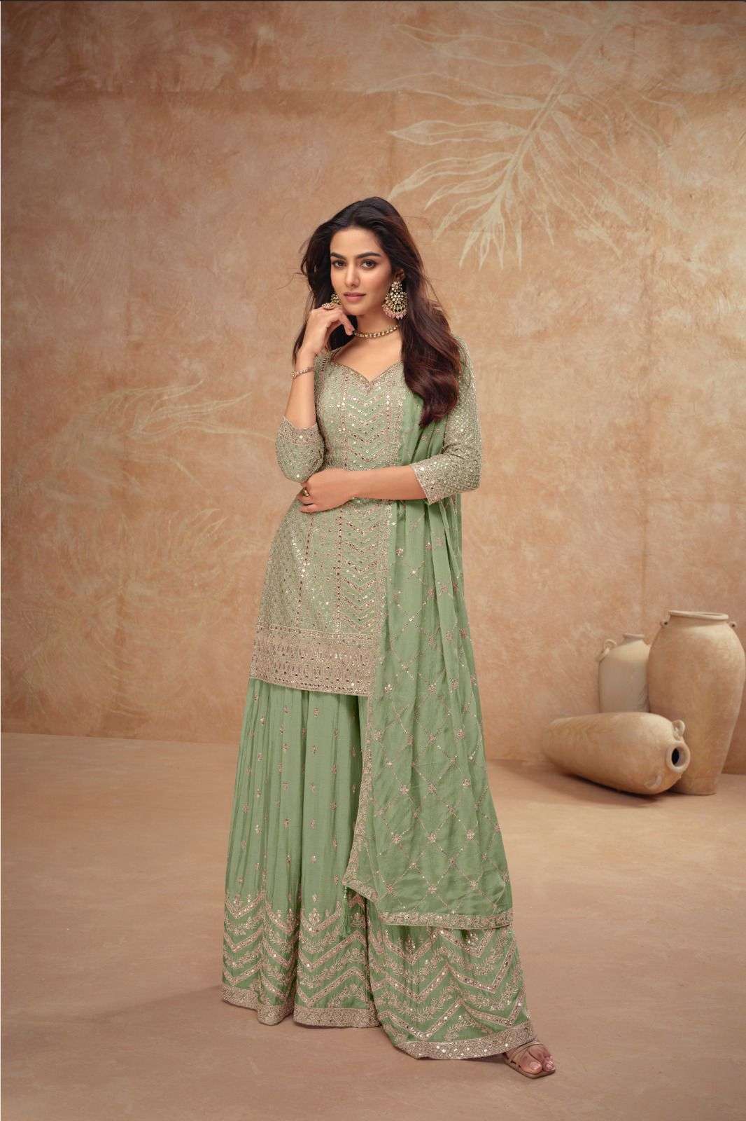 GULKAYRA PALAK VOL-02 7518-A TO 7518-D SERIES PURE CHINON EMBROIDERY DRESSES-00028