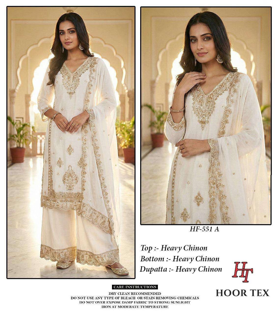HOOR TEX HF-551 A TO D SERIES PURE CHINON EMBROIDERY  PAKISTANI DRESSES-00020