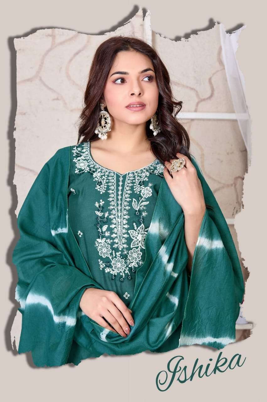  ISHIKHA BY ASLIWHOLESALE VATICAN SILK EMBROIDERY STITCHED PUNJABI DRESSES-00320
