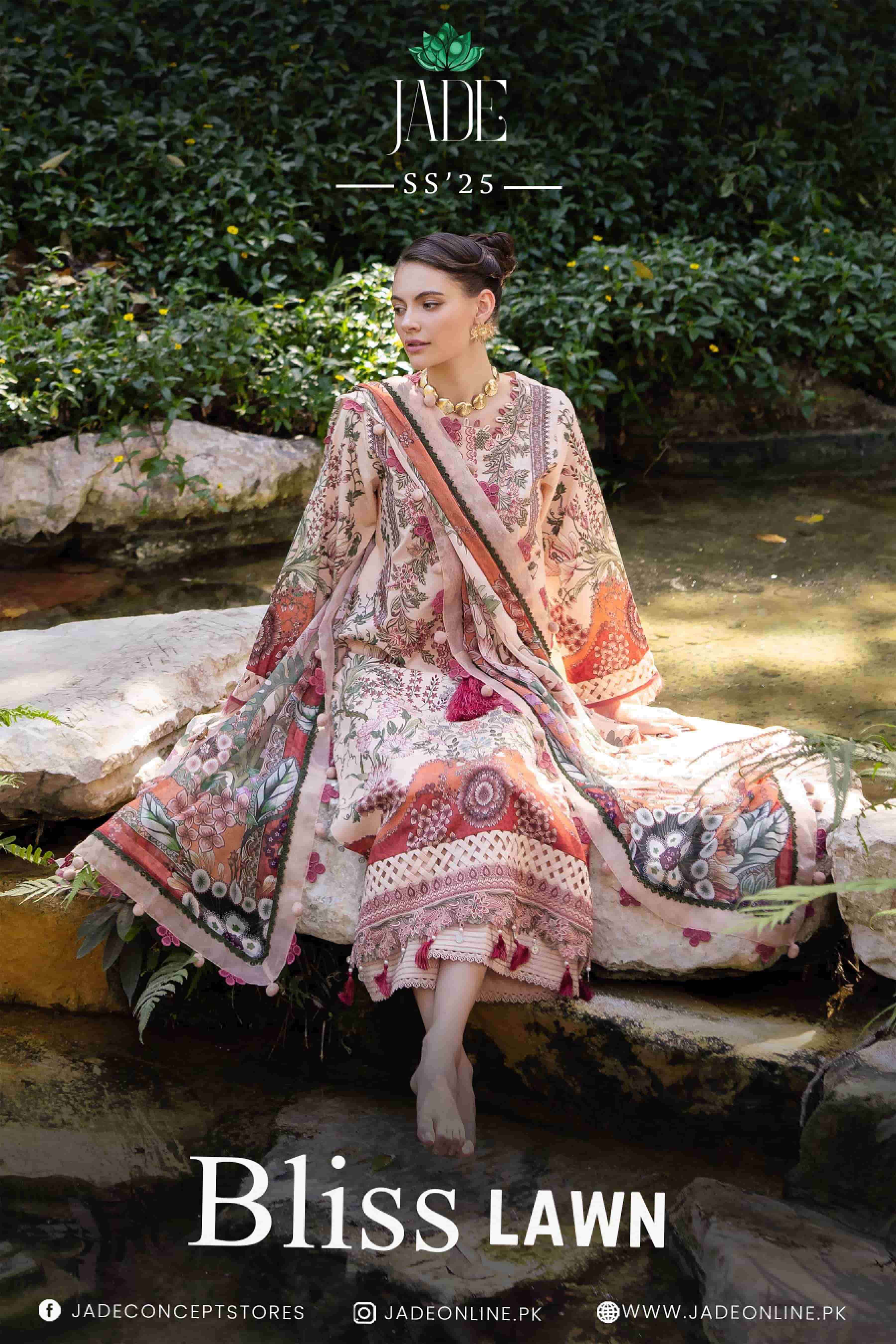 JADE BLISS LAWN VOL-01 PURE LAWN COTTON PAKISTANI DRESSES-00201