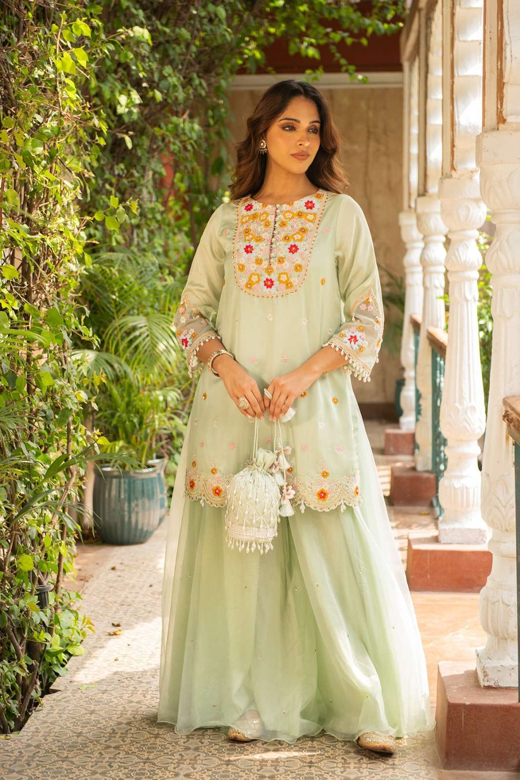 JF-1005 BY ASLIWHOLESALE GEORGETTE EMBROIDERY STITCHED SHARARA SUIT-00327