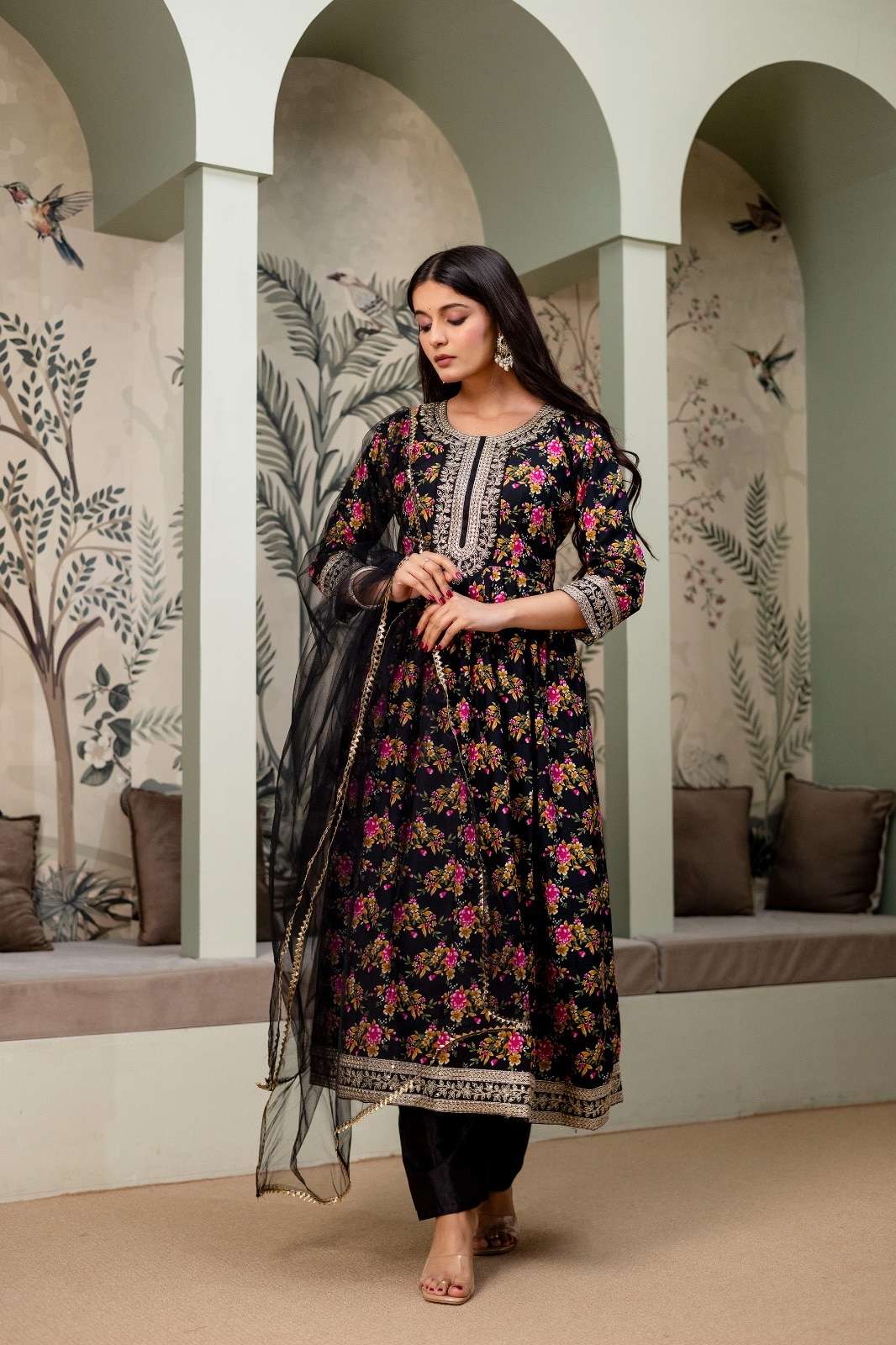 JF-791 BY ASLIWHOLESALE CREPE COTTON PRINTED STITCHED DRESSES-00327