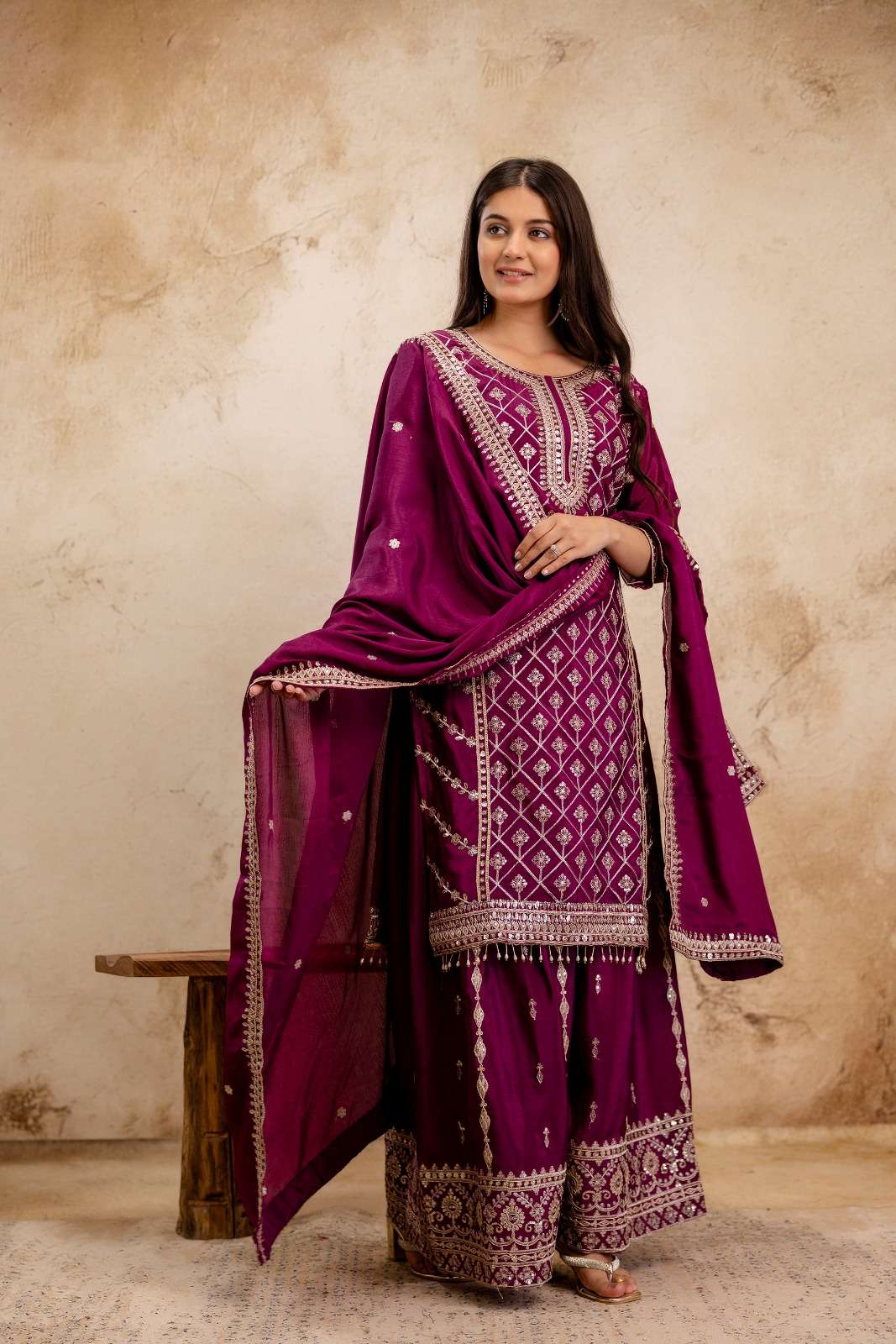 JF-942 BY ASLIWHOLESALE FAUX GEORGETTE EMBROIDERY SHARARA STITCHED DRESSES-00327