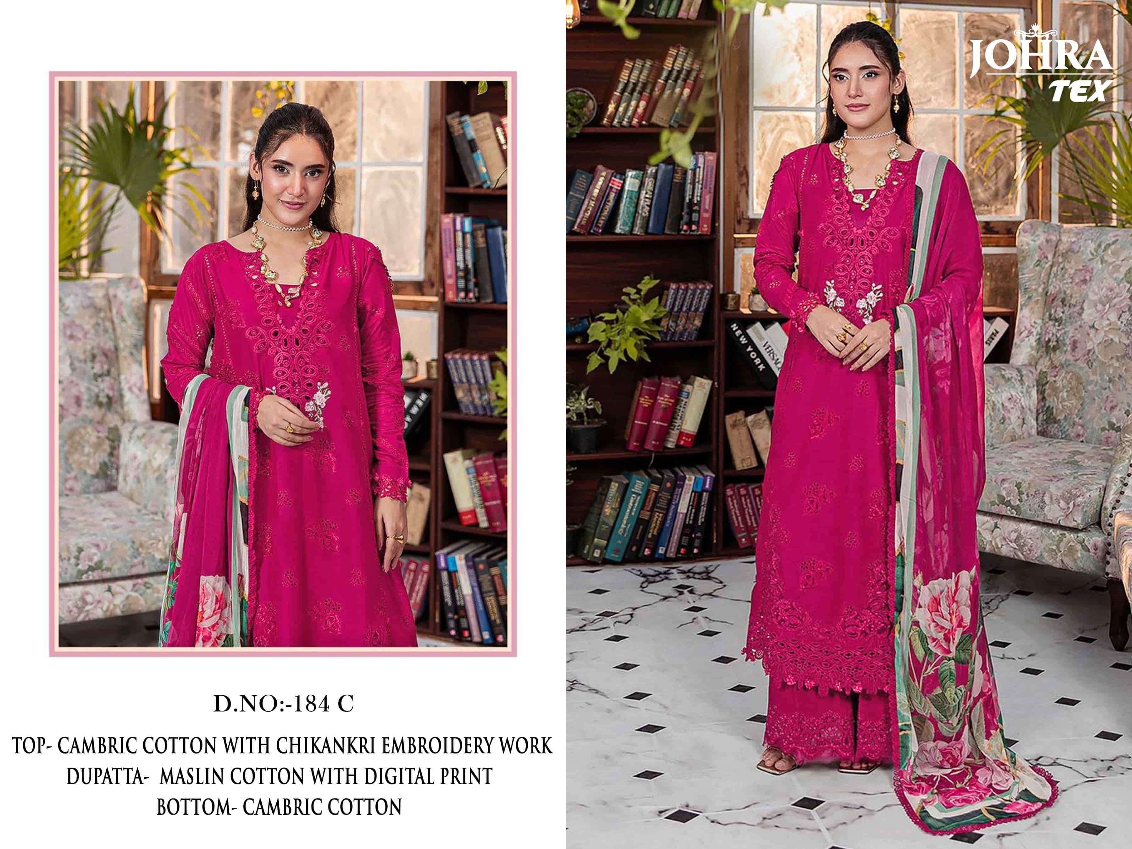 JOHRA TEX JT-184 C SERIES PURE COTTON EMBROIDERY DRESS-00071