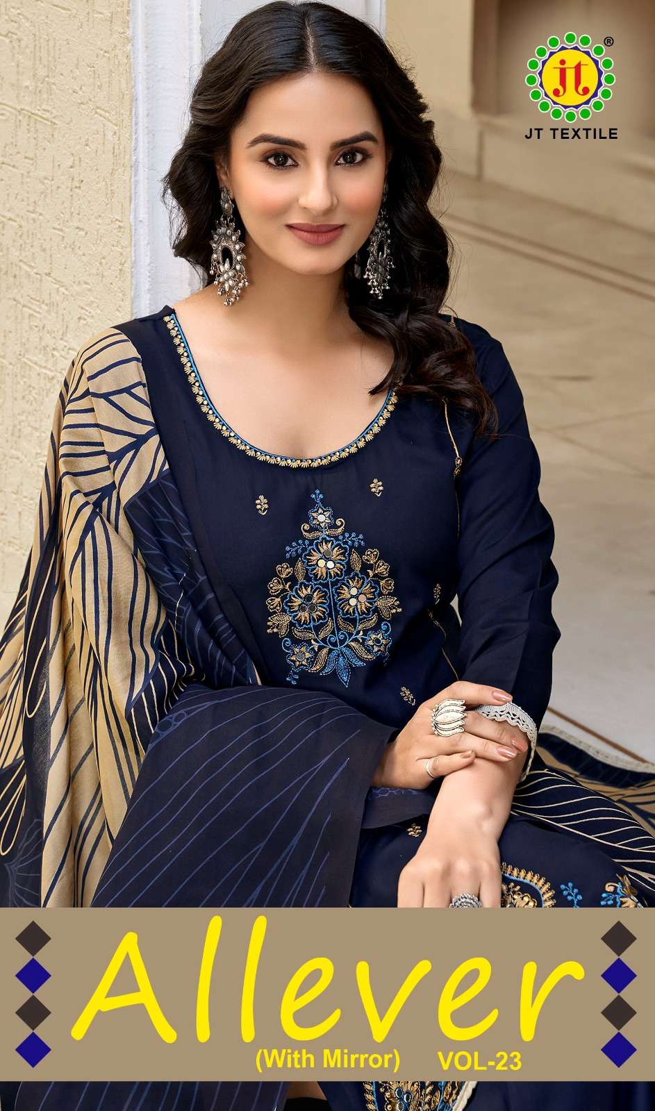 JT TEXTILE ALLEVER VOL-23 23001 TO 23005 SERIES PURE RAYON EMBROIDERY PAKISATNI DRESSES-00201