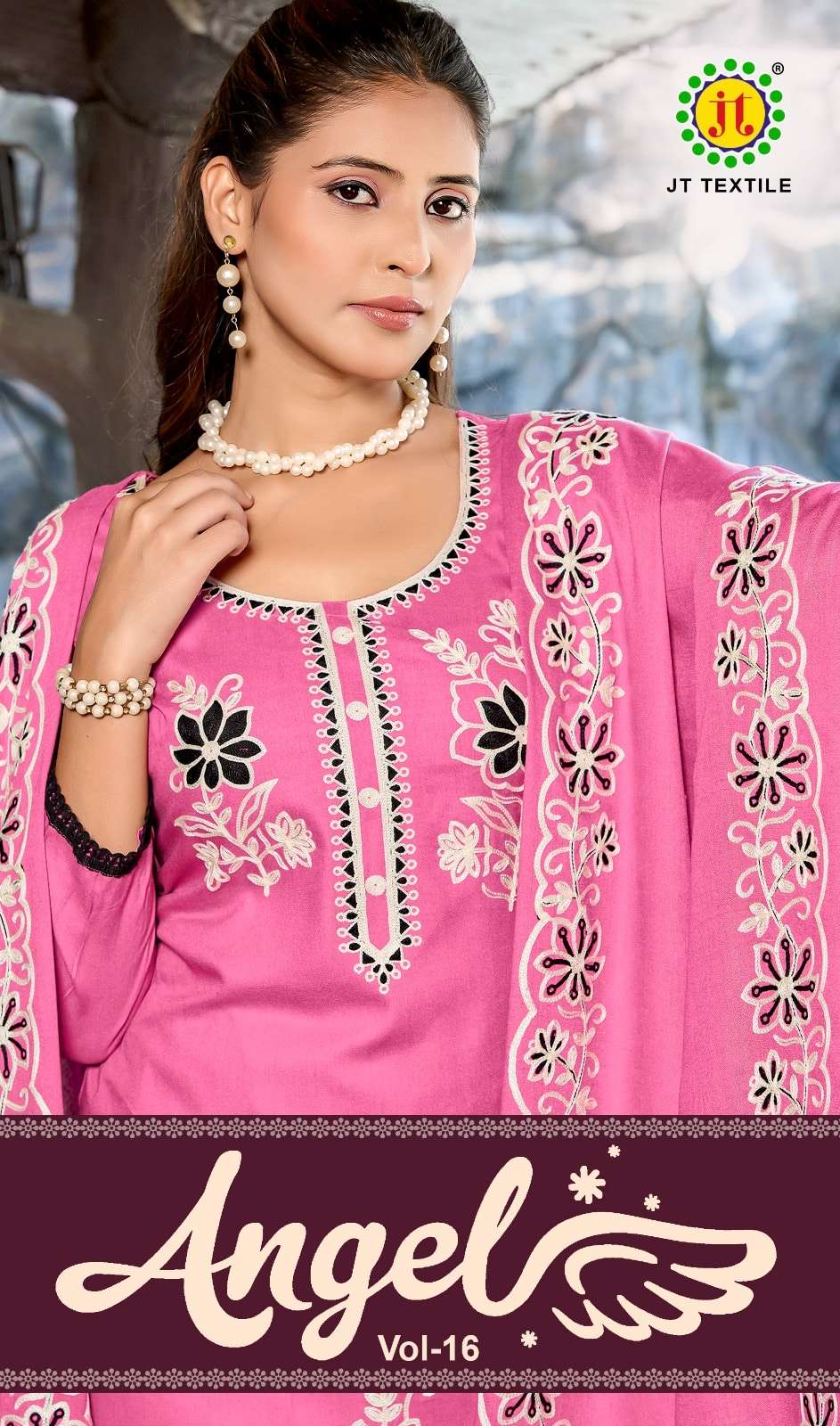 JT TEXTILE ANGEL VOL-16 16001 TO 16005 SERIES PURE RAYON EMBROIDERY PAKISTANI DRESSES-00201