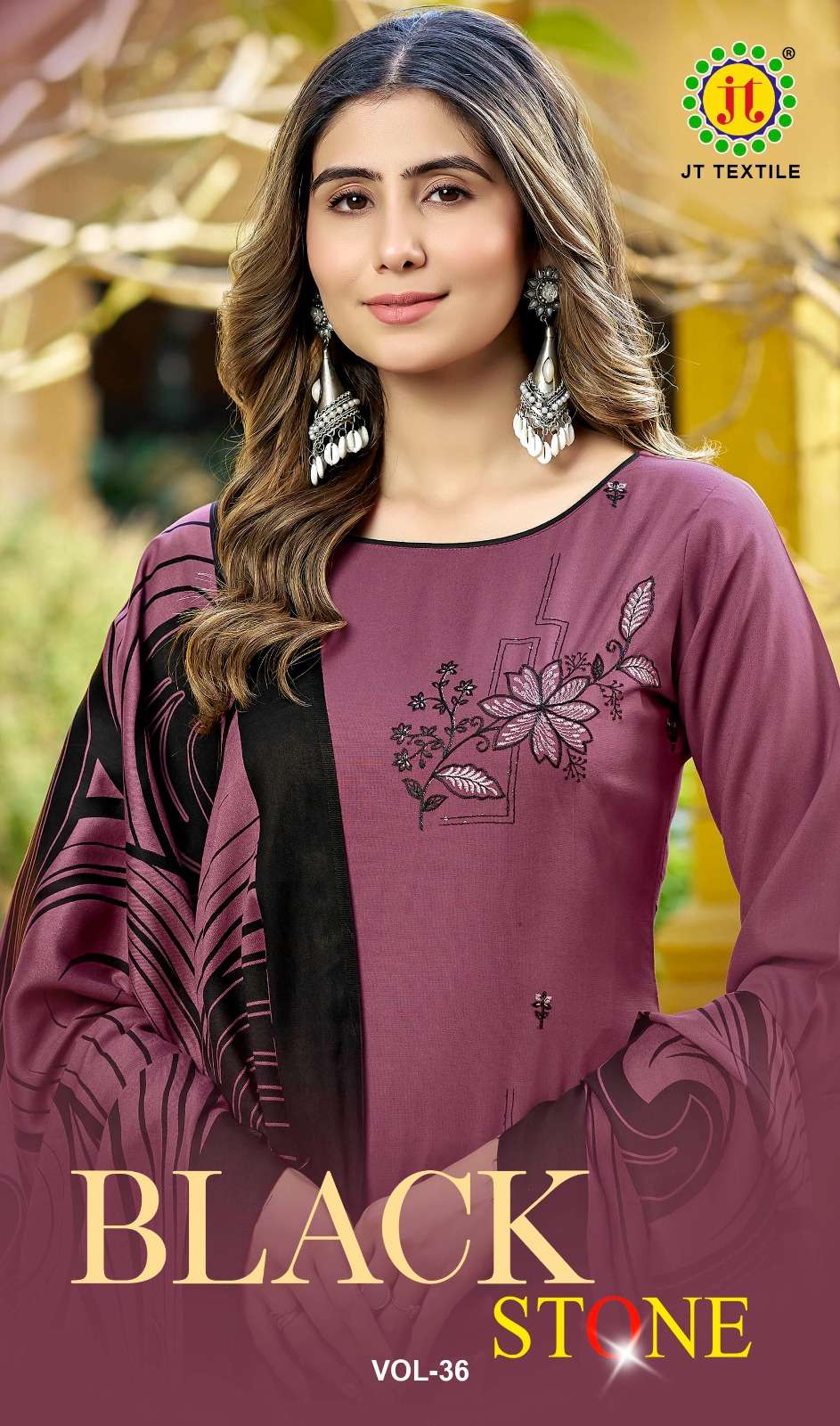 JT TEXTILE BLACK STONE VOL-36 36001 TO 36005 SERIES PURE RAYON EMBROIDERY PAKISTANI DRESSES-00201