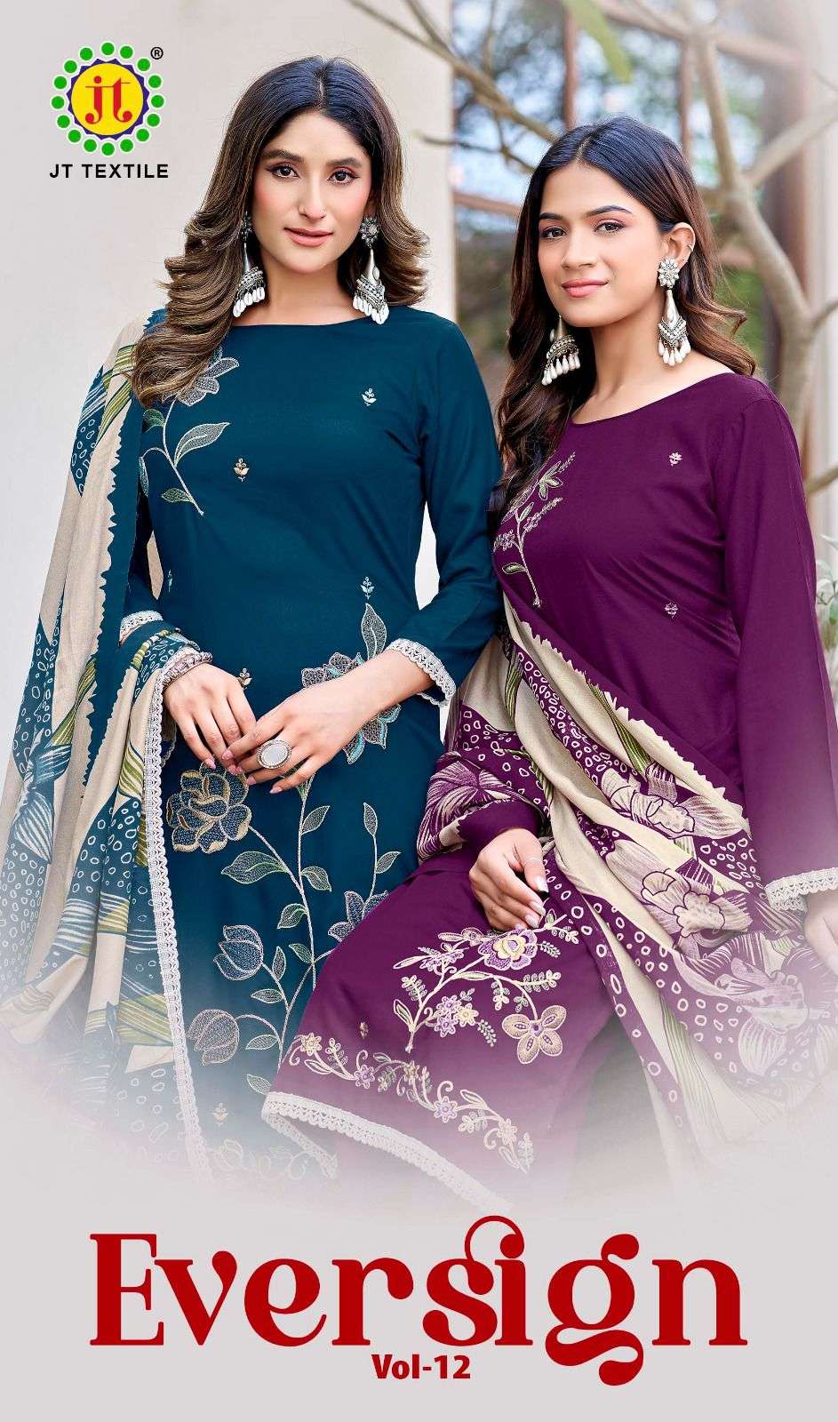 JT TEXTILE EVERSIGN VOL-12 12001 TO 12005 SERIES PURE RAYON PAKISTANI DRESSES-00062