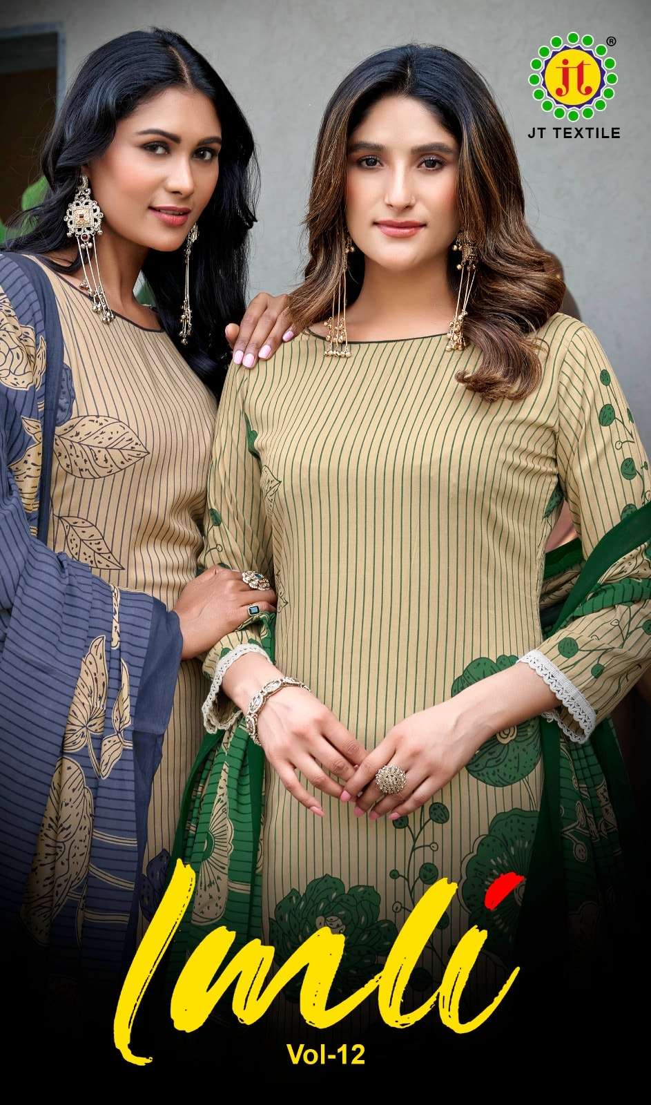 JT TEXTILE IMLI VOL-12 12001 TO 12005 SERIES PURE RAYON PRINTED PAKISTANI DRESSES-00201