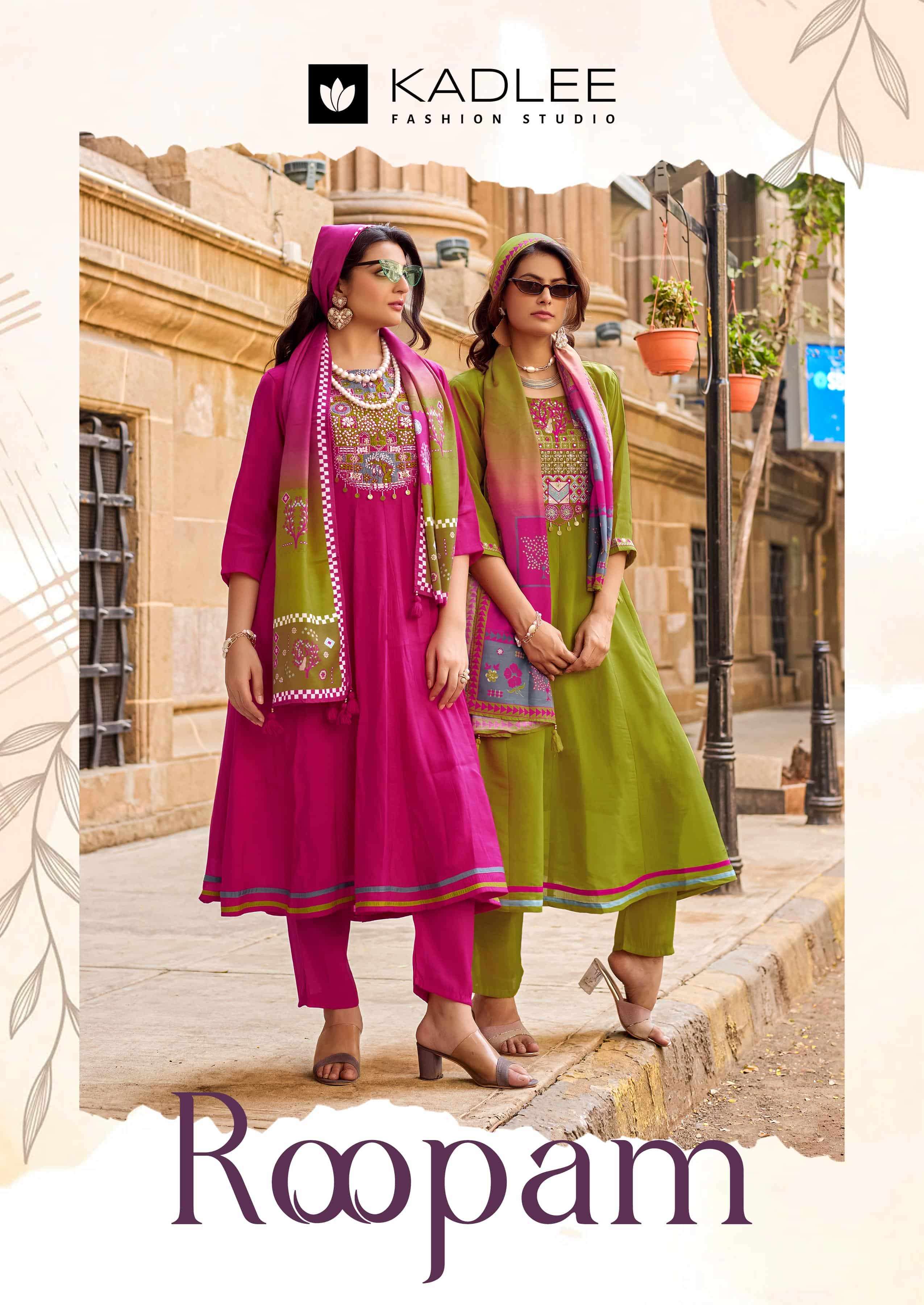 KADLEE ROOPAM 4001 TO 4005 SERIES PURE CHANDERI DRESSES-00014