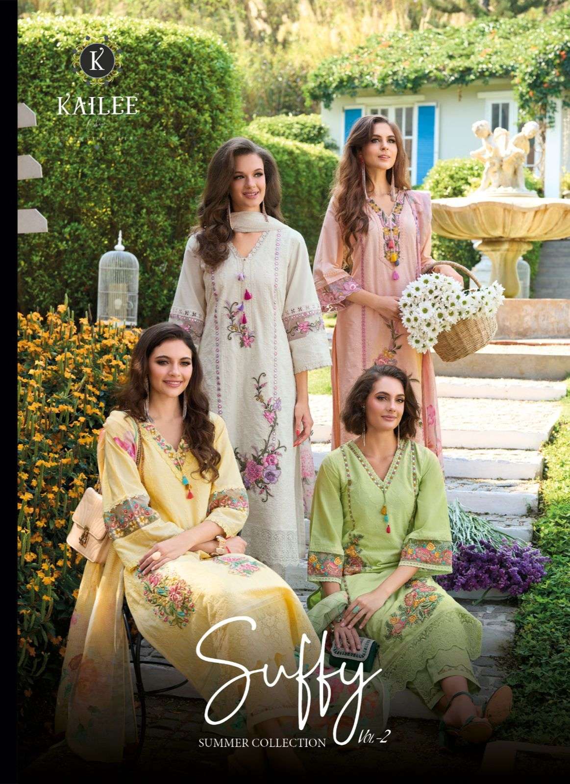 KAILEE SUFFY VOL-02 45201 TO 45204 SERIES PURE COTTON CHIKANKARI DRESSES-00014