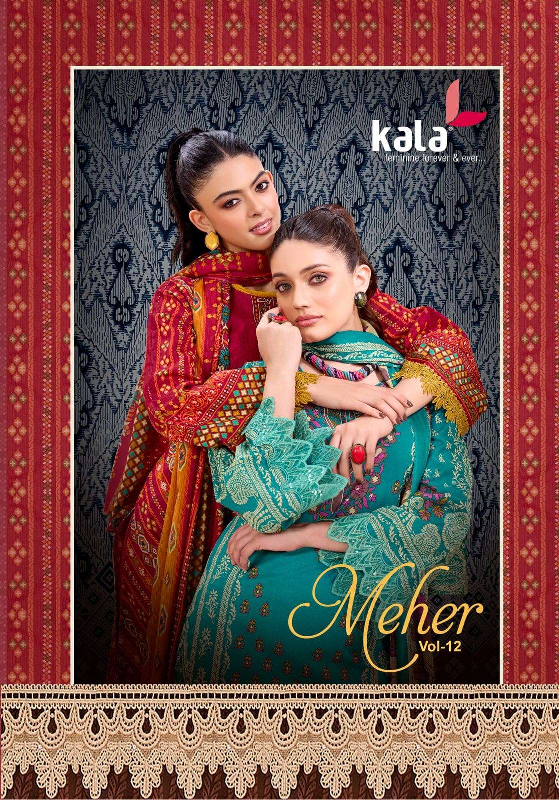 KALA MEHER VOL-12 9701 TO 9712 SERIES COTTON PRINTED UNSTITCHED SUITS SET-00015