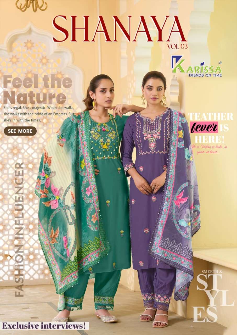 KARISSA SHANAYA VOL-03 3001 TO 3006 SERIES PURE RAYON DRESSES-00014