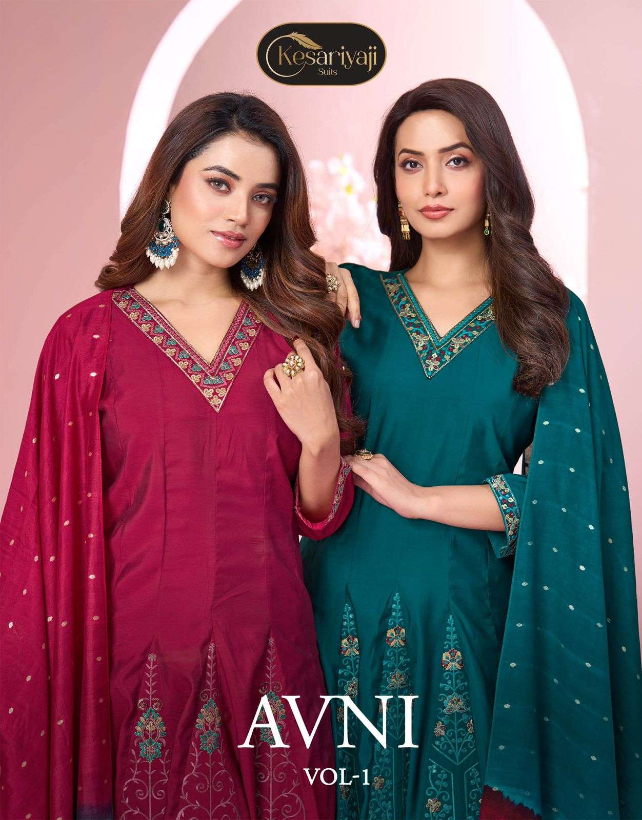 KESHRIYA AVNI VOL-01 1001 TO 1006 SERIES PURE ROMAN DRESSES-00140