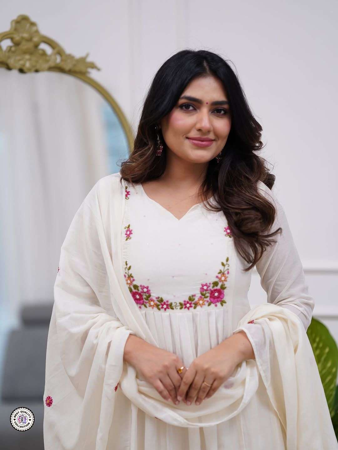 KF-1013 BY ASLIWHOLESALE CHANDERI EMRBOIDERY STITCHED DRESSES-00096