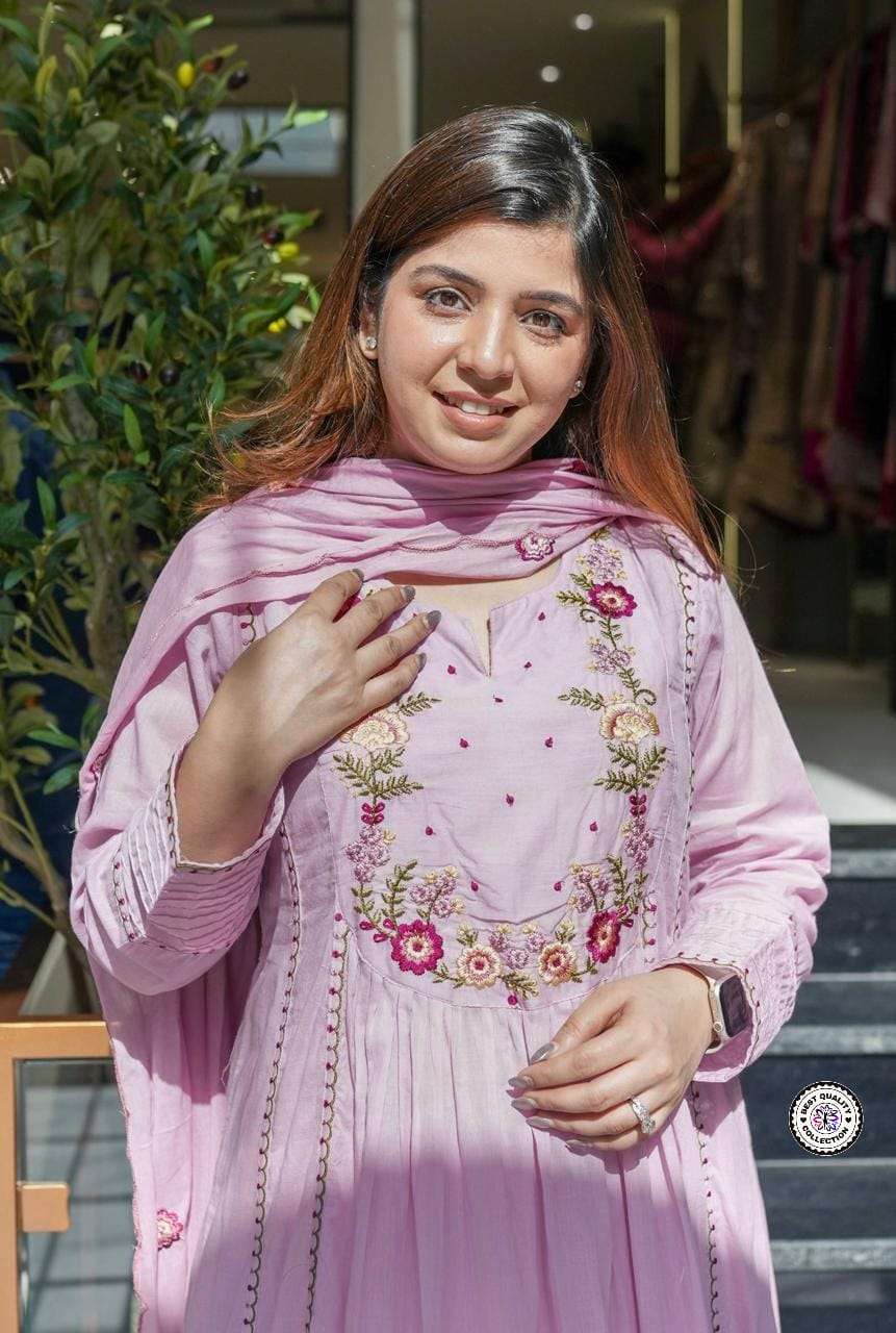 KF-1116 BY ASLIWHOLESALE CHANDERI SILK EMBROIDERY STITCHED DRESSES - 00096