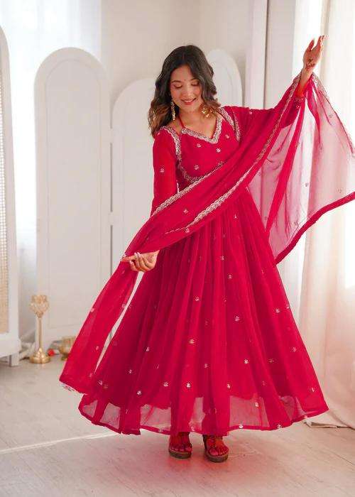 KF-4109 BY ASLIWHOLESALE GEORGETTE EMBROIDERY STITCHED ANARKALI DRESSES-00096