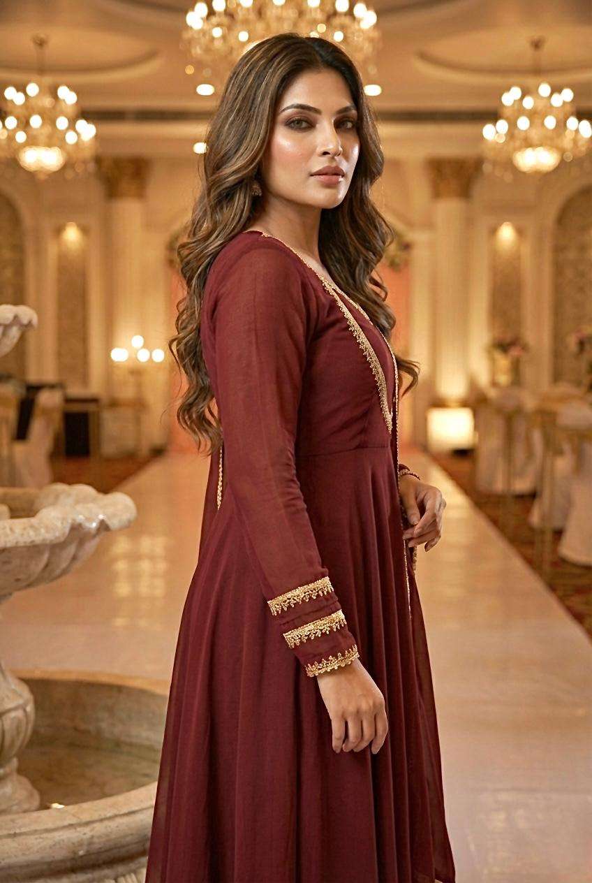 KF-5039 BY ASLIWHOLESALE GEORGETTE EMBROIDERY ANARKALI SUITS - 00096