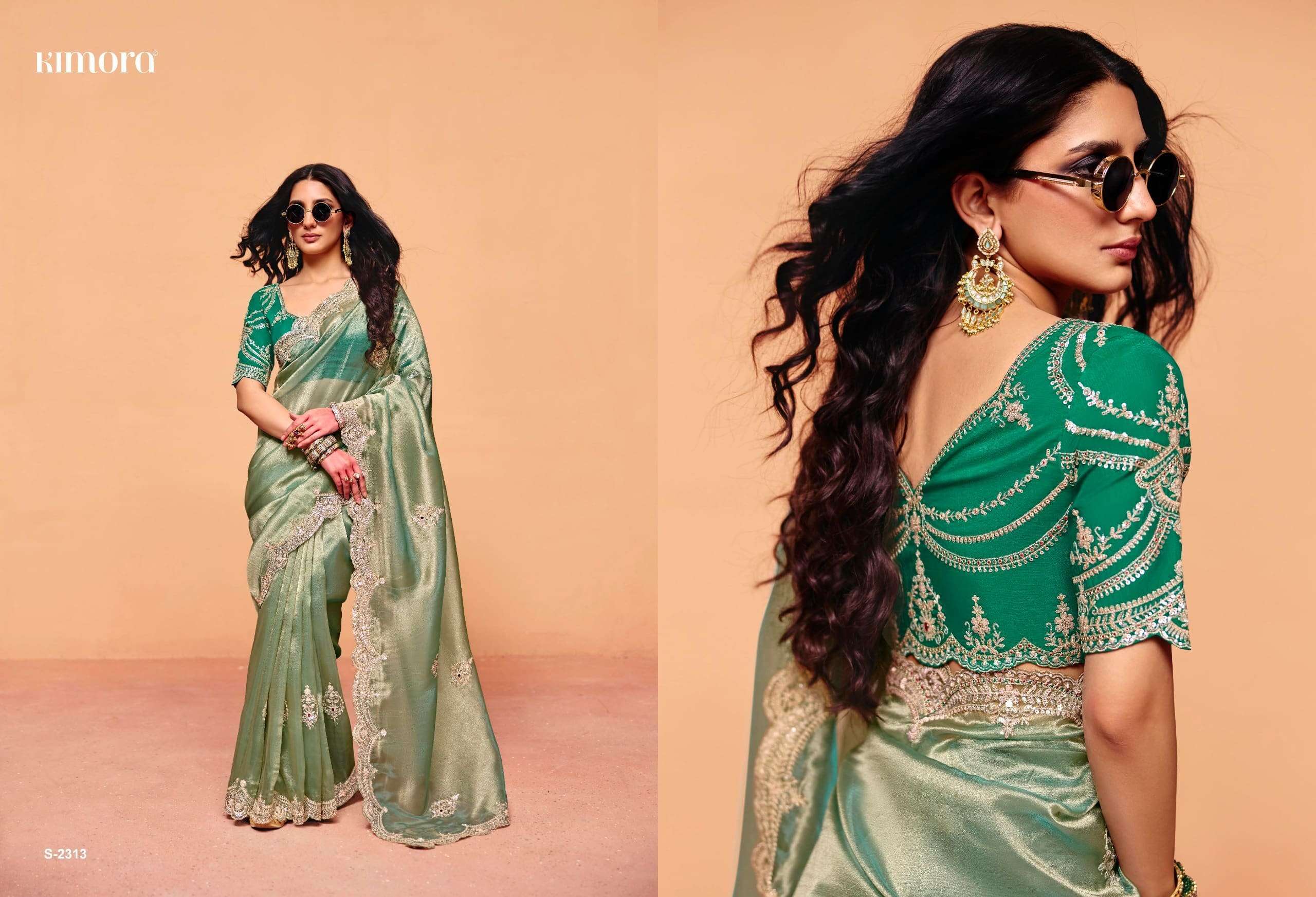 KIMOR 2311 TO 2321 SERIES PURE ORGANZA SILK SEQUENCE SAREES-00137