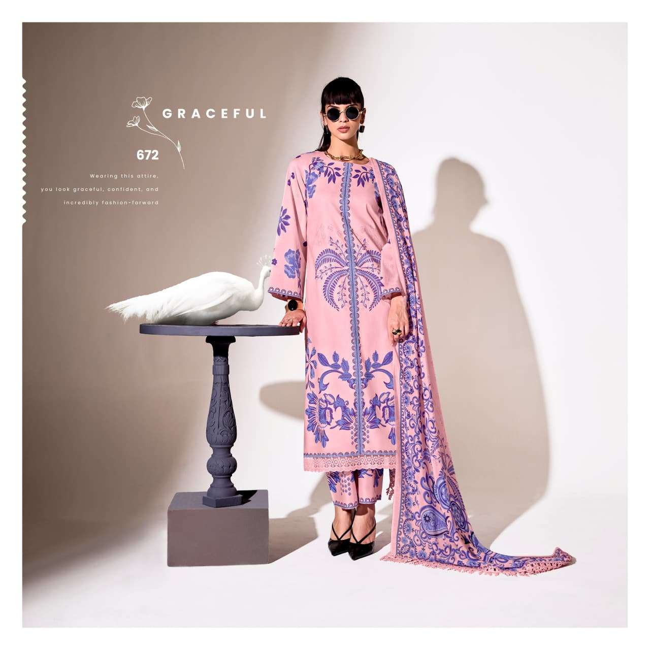 KIMOR SWEETHEART 671 TO 674 SERIES COTTON LAWN PRINTED PAKISTANI SUITS SET-00069