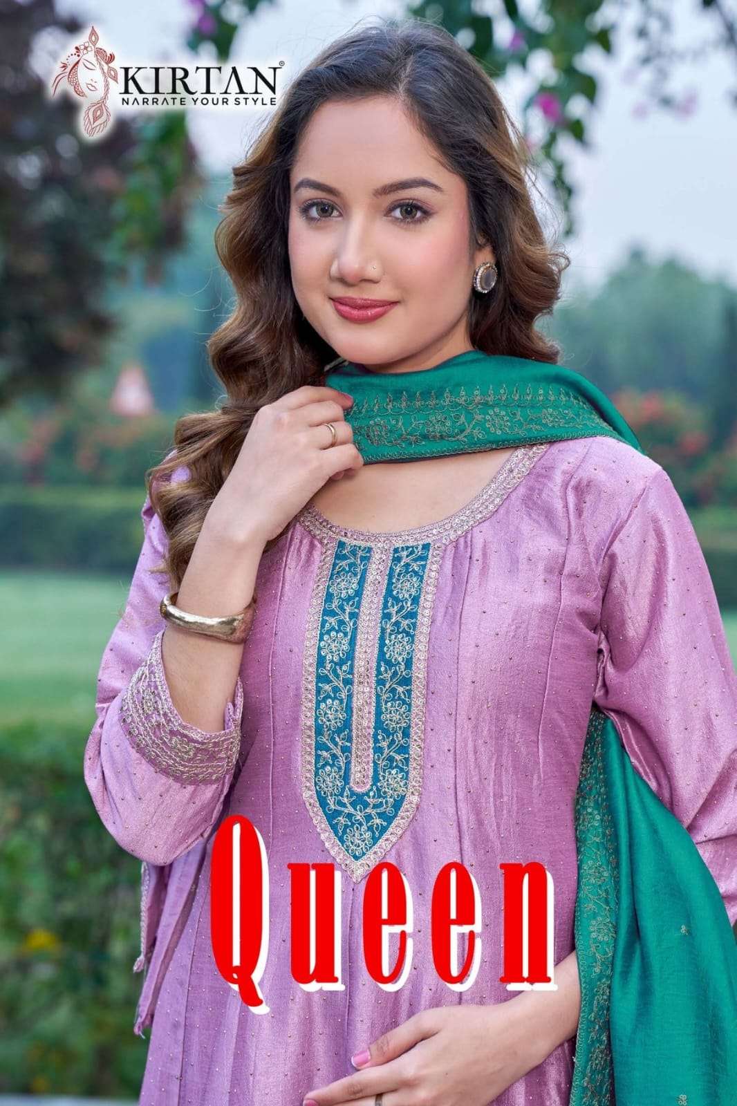 KIRTAN QUEEN VATICAN SILK EMBROIDERY ANARKALI SUIT SET-00320