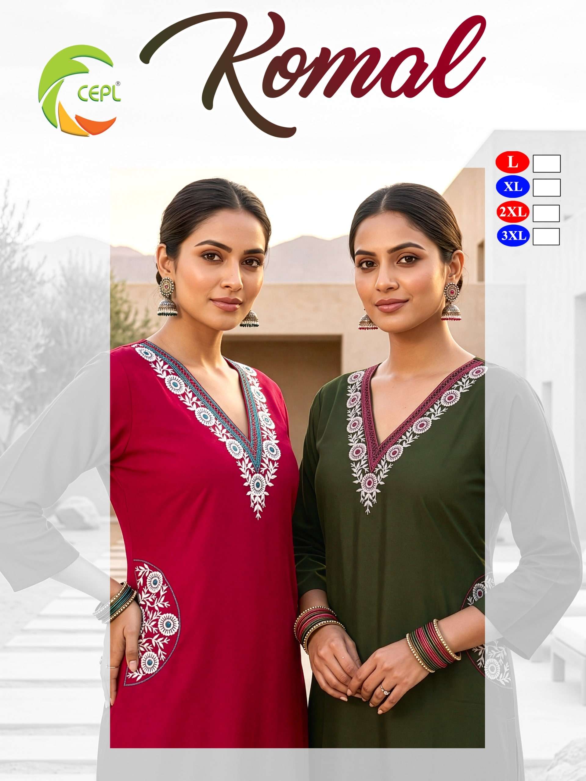 KOMAL BY ASLIWHOLESALE DHABU COTTON PRINTED STITCHED KURTIS SET-00320