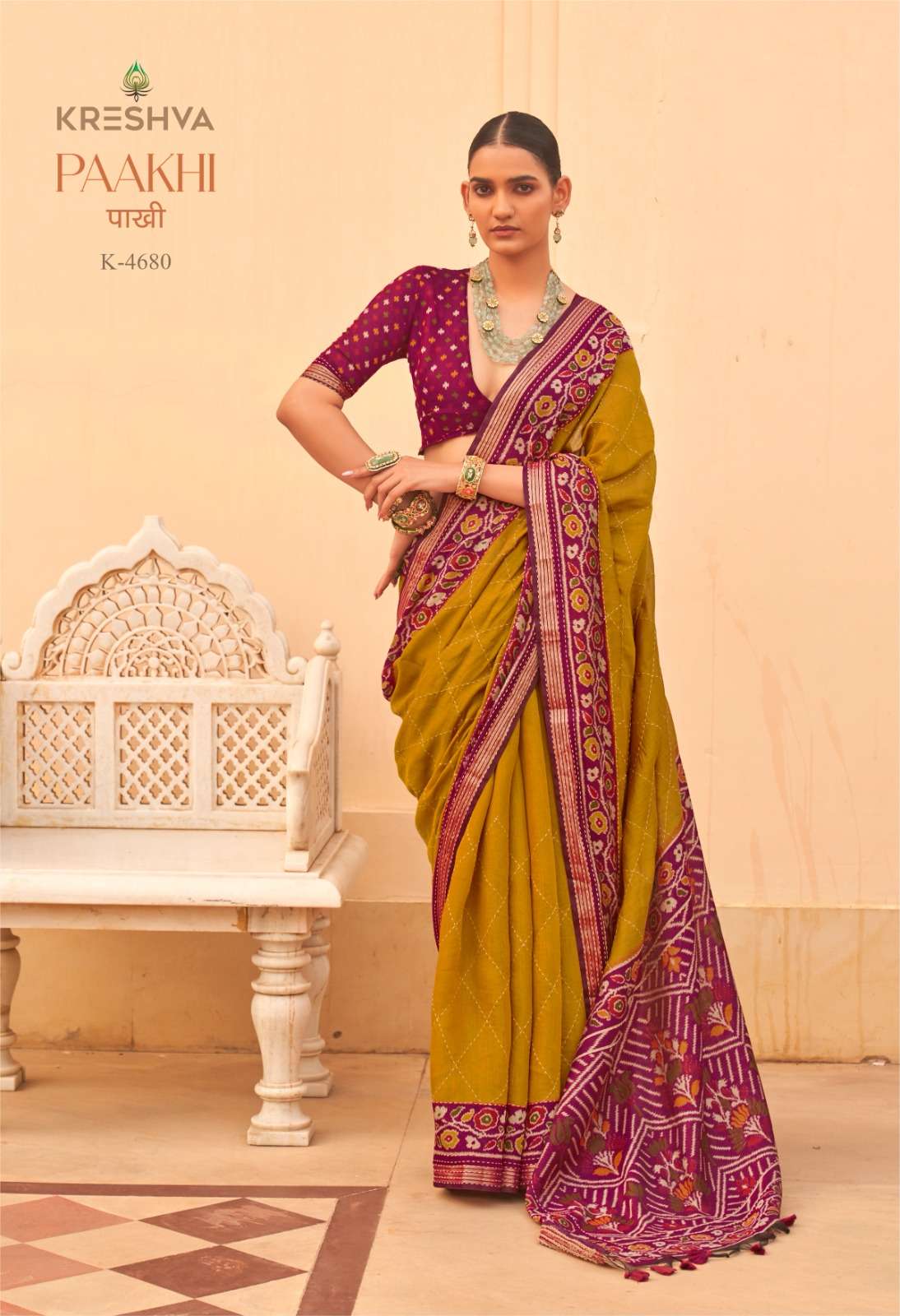 KRESHVA PAAKHI 4680 TO 4685 SERIES CHANDERI SILK PRINTED PREMIUM SAREES-00178