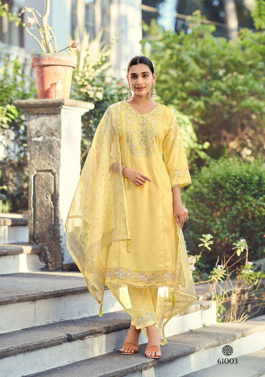 LADY LEELA GULZAR 61001 TO 61004 SERIES LINEN EMBROIDERY PAKISTANI SUIT SET-00014