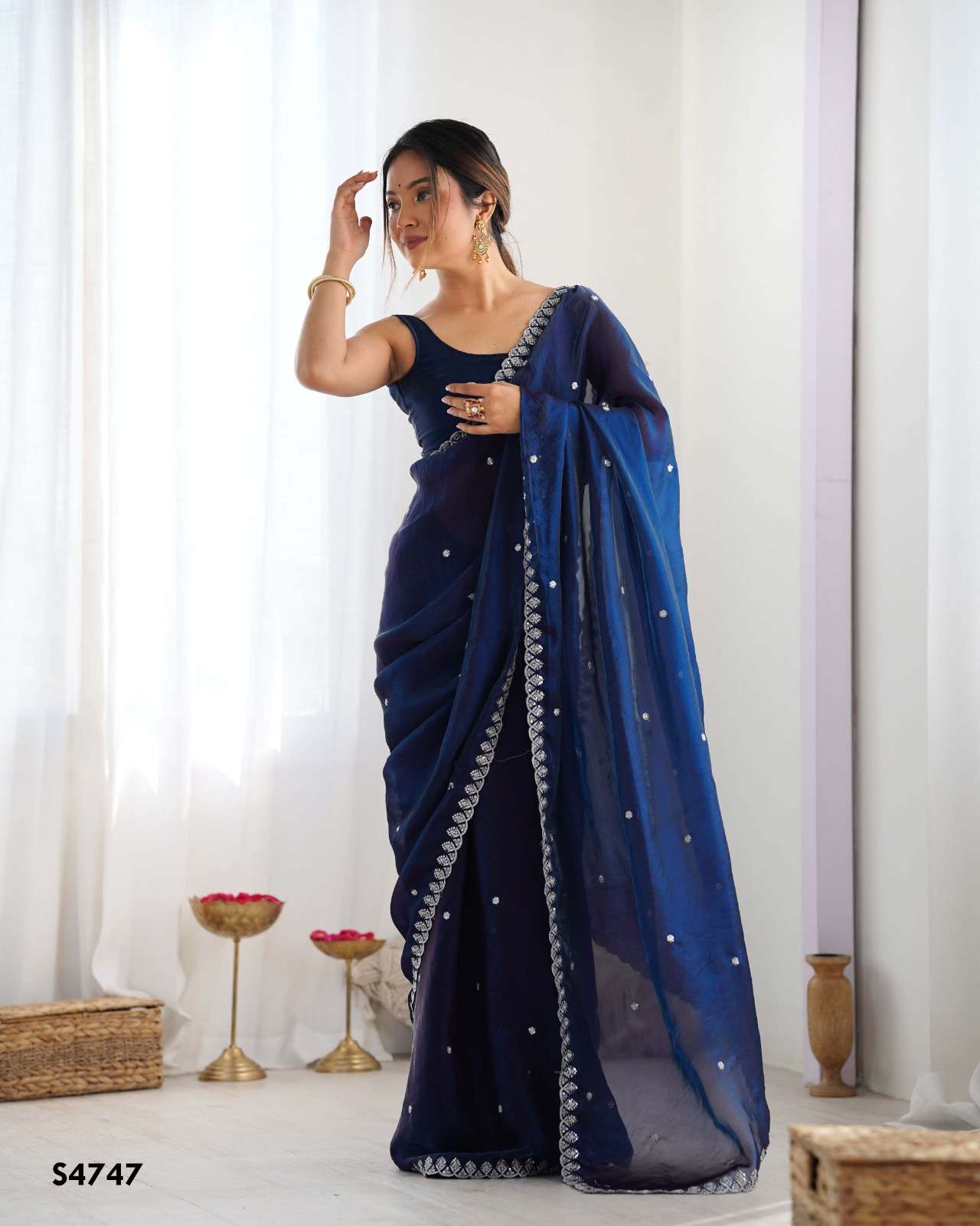 MAHOTSAV AARAVI S-4743 TO S-4748 SERIES FENDY SATIN PRINTED PREMIUM SAREES-00276