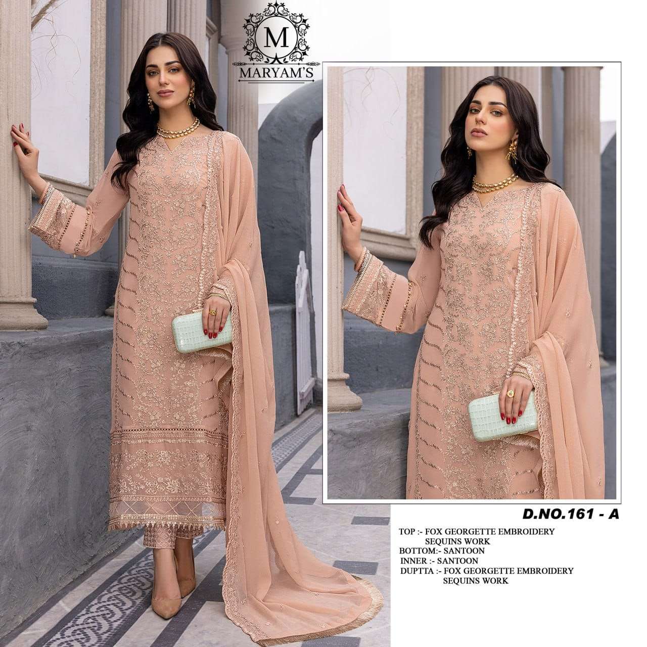 MARYAM’S - 161 HEAVY FAUX GEORGETTE EMBROIDERY DRESS MATERIAL WITH EMBROIDERY - 00104