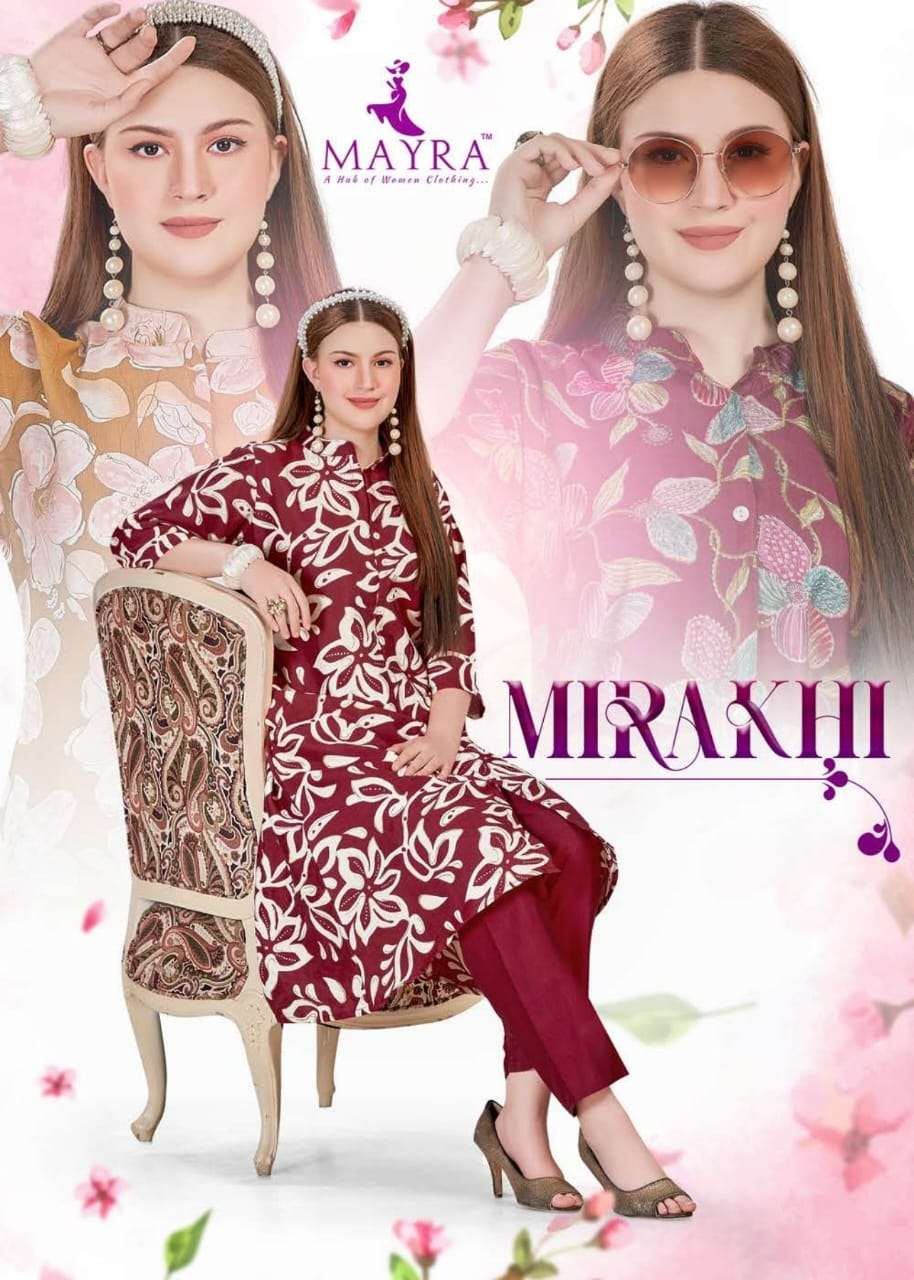 MAYRA MIRAKHI 91573 TO 91580 SERIES VERTICAN PRINTED STITCHED KURTA SET-00320