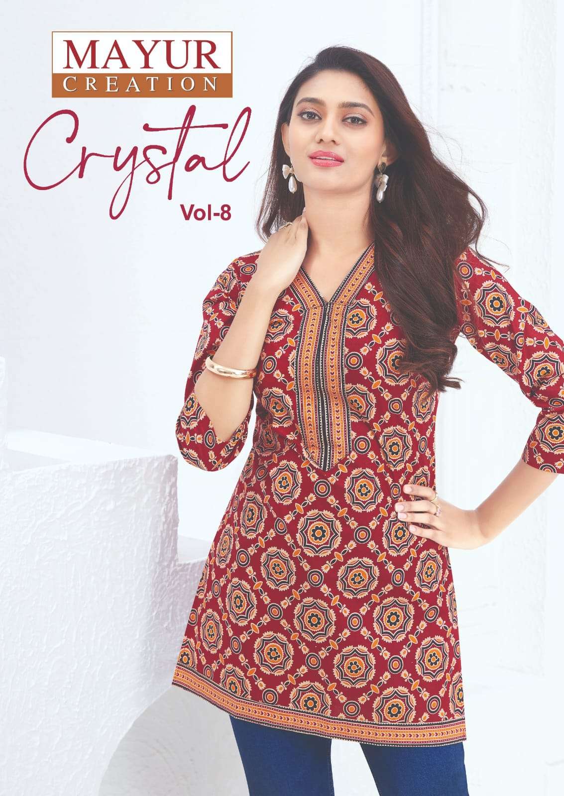 MAYUR CREATION CRYSTAL VOL-8 8001 TO 8012 SERIES COTTON STITCHED PRINTED KURTIS-00015