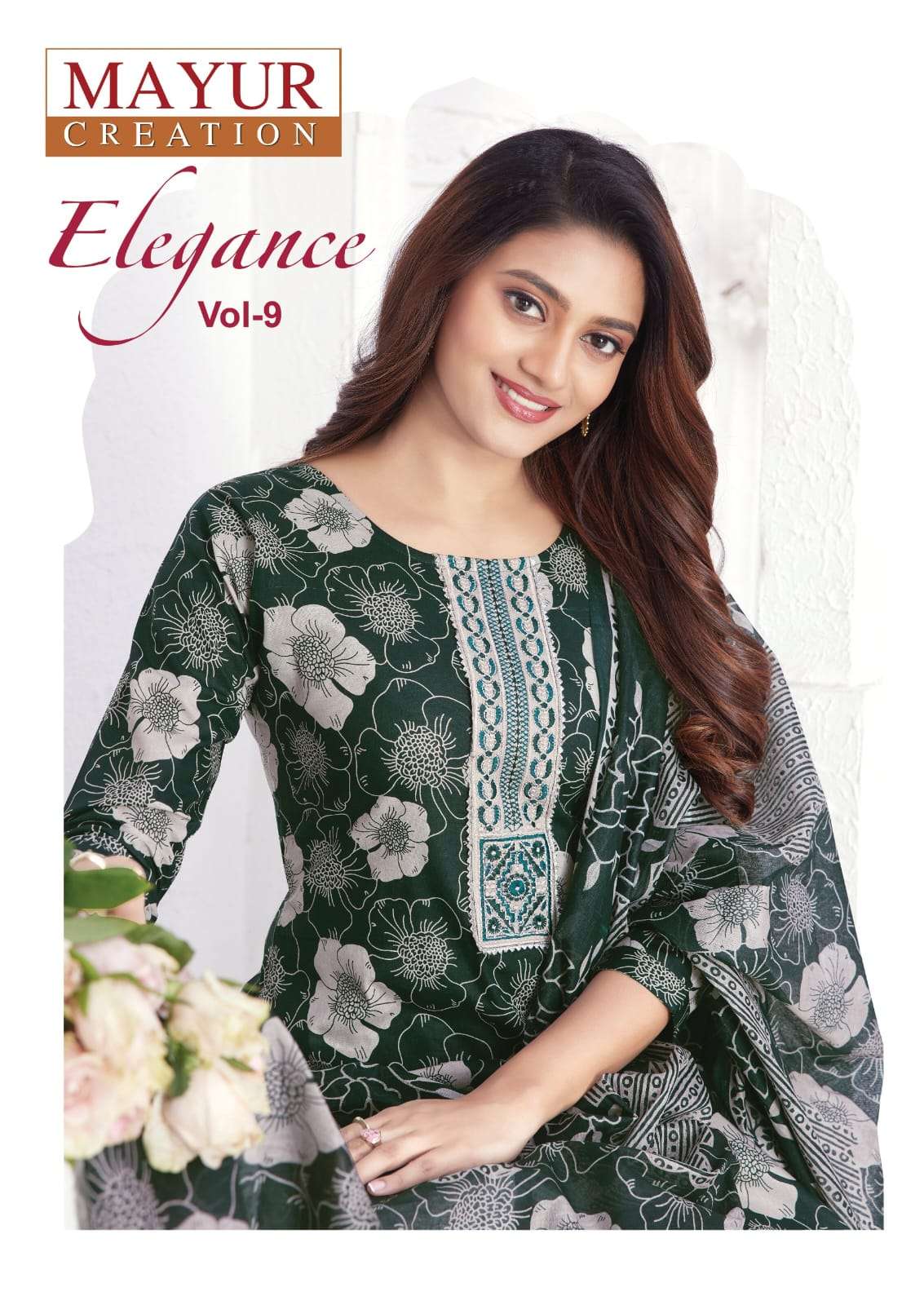 MAYUR CREATION ELEGANCE VOL-9 9001 TO 9010 SERIES COTTON PRINTED STITCHED SUITS-00015