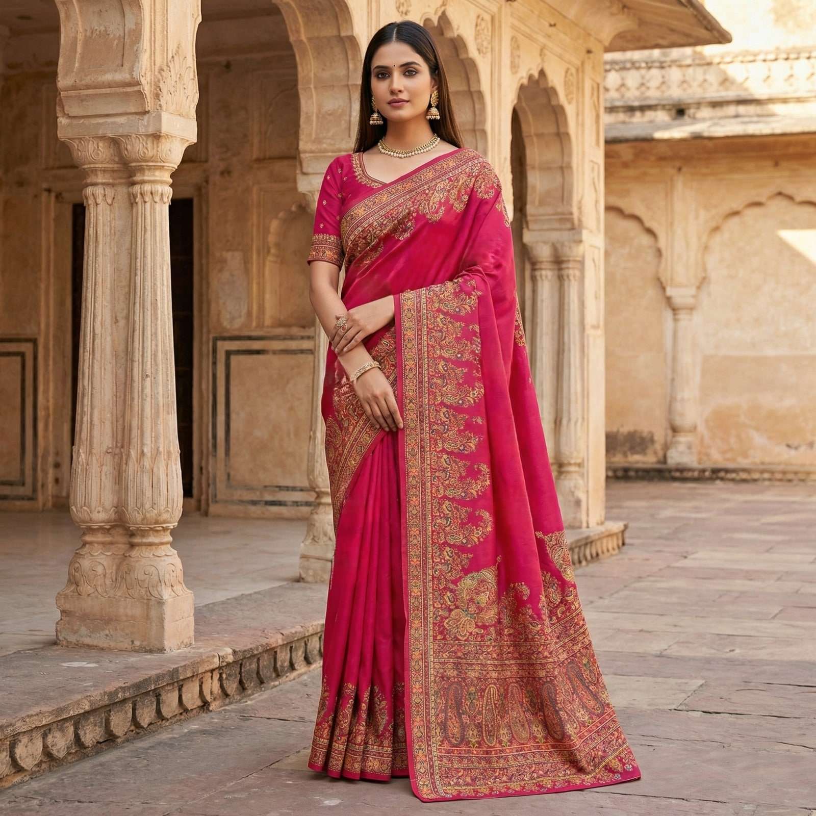MB-46 COLOUR BY ASLIWHOLESALE DESIGNER PURE PASHMINA SILK SAREES-00049