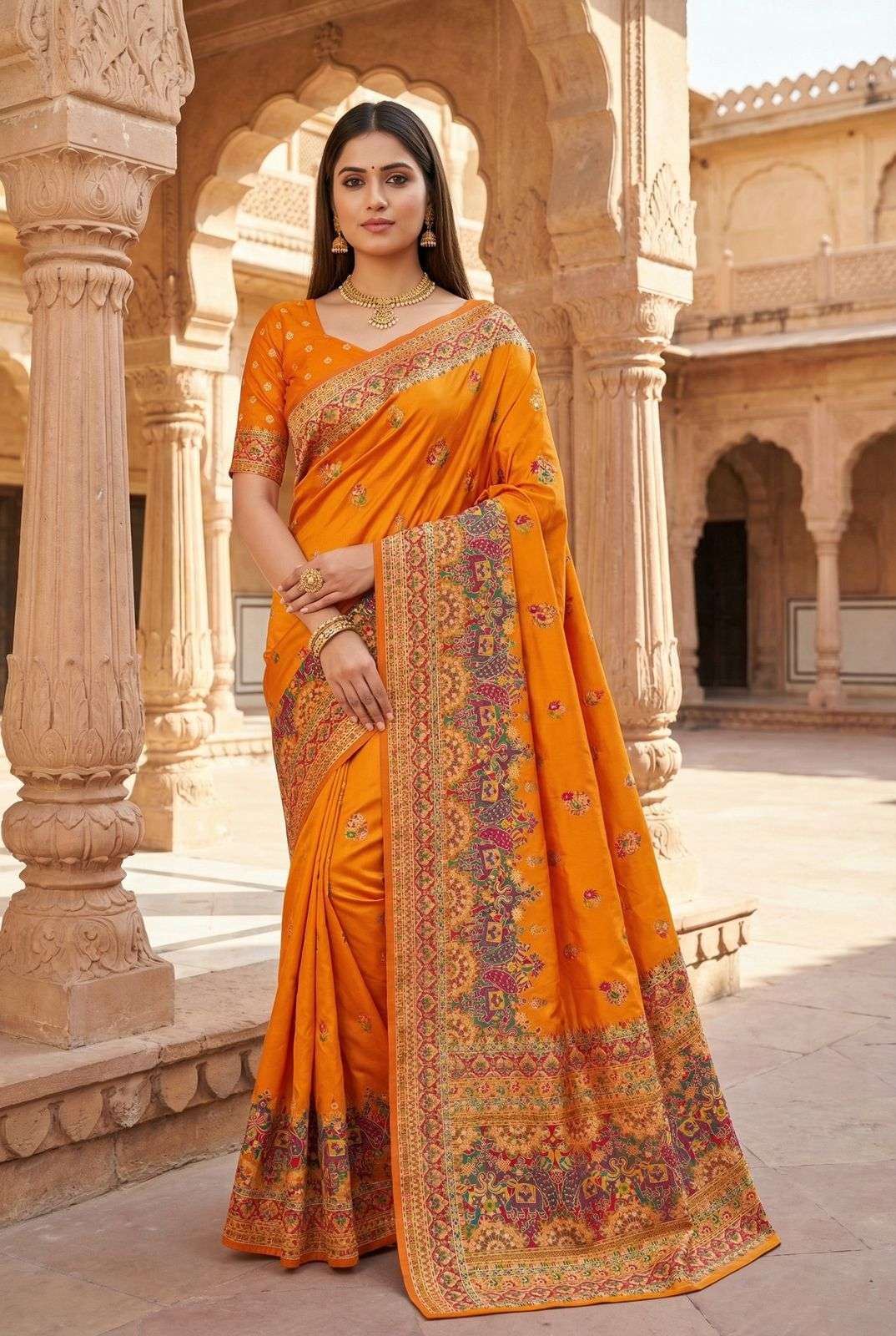 MB-47 COLOUR BY ASLIWHOLESALE DESIGNER PURE PASHMINA SILK SAREES-00049