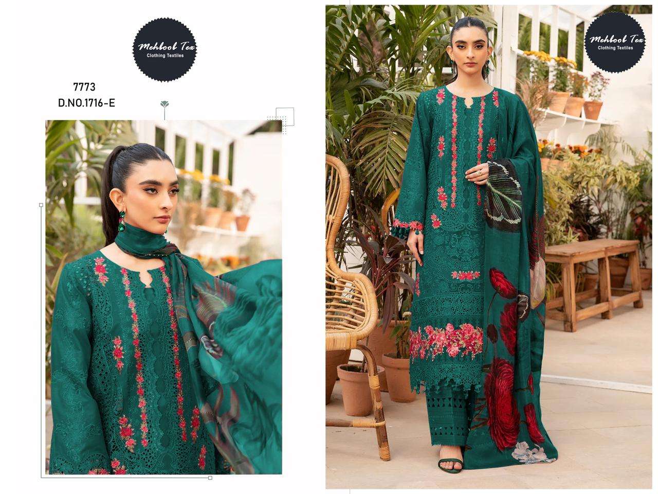 MEHBOOB TEX 1716 B TO E SERIES PURE COTTON EMBROIDERY PAKISTANI DRESSES-00071