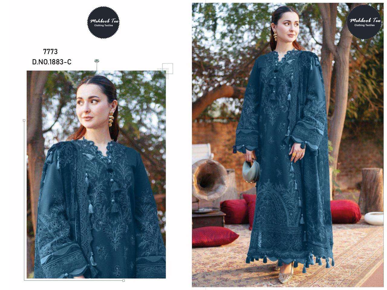 MEHBOOB TEX 1883 B TO D SERIES PURE CAMBRIC COTTON EMBROIDERY PAKISTANI DRESS-00071