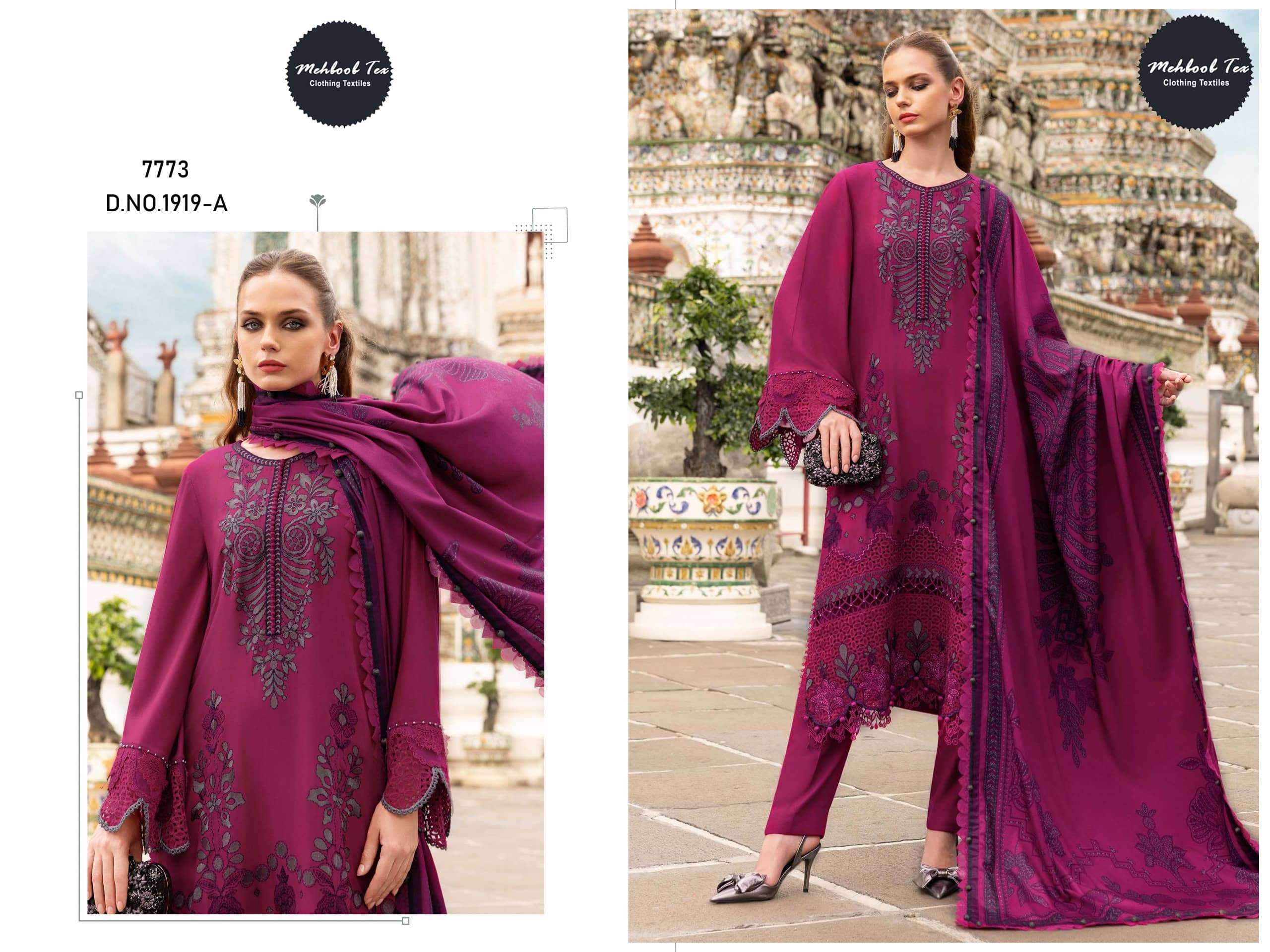 MEHBOOB TEX 1919 B TO D SERIES PURE RAYON EMBROIDERY PAKISTANI DRESSES-00071