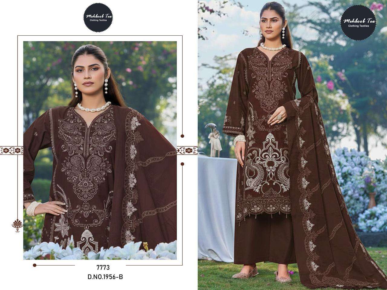 MEHBOOB TEX 1956 B OR D SERIES PURE COTTON EMBROIDERY PAKISTANI DRESSES-00071