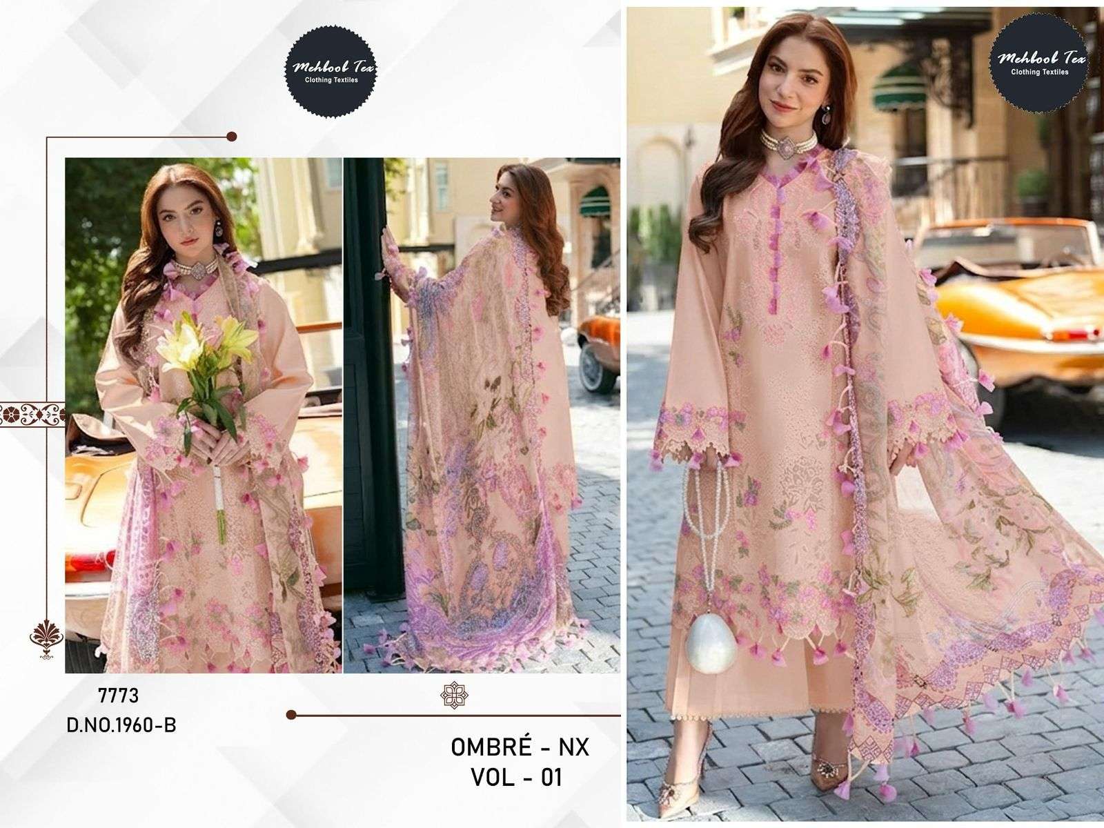 MEHBOOB TEX  1960-B TO 1962-B SERIES PURE COTTON EMBROIDERY PAKISTANI DRESSES-00071