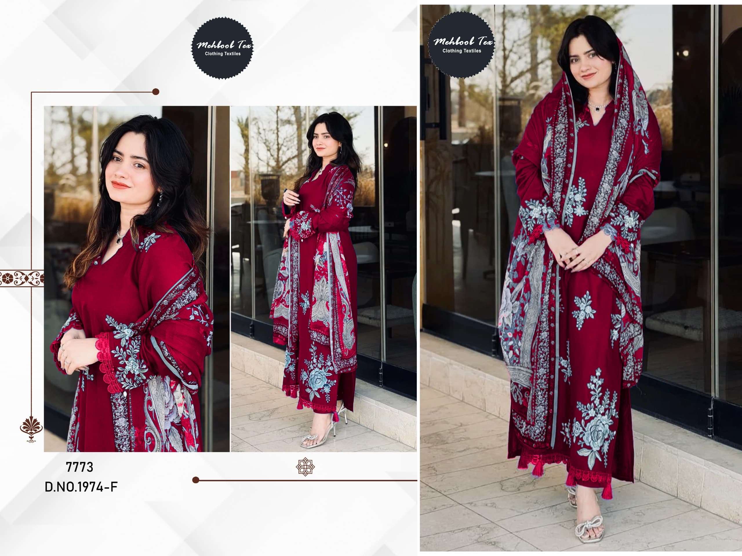 MEHBOOB TEX 1974 PURE VISCOSE RAYON EMBROIDERY PAKISTANI DRESSES-00071