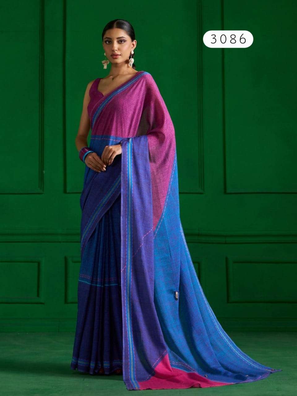 MONO POLEY DENIM COLLECTION PURE VISCOSE PRINTED SAREES-00004